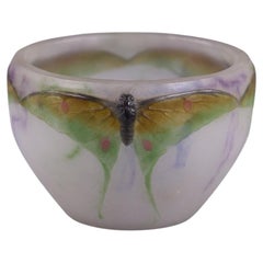 Antique French Pate-de-Verre Glass Butterfly Bowl, Argy Rousseau, circa 1920