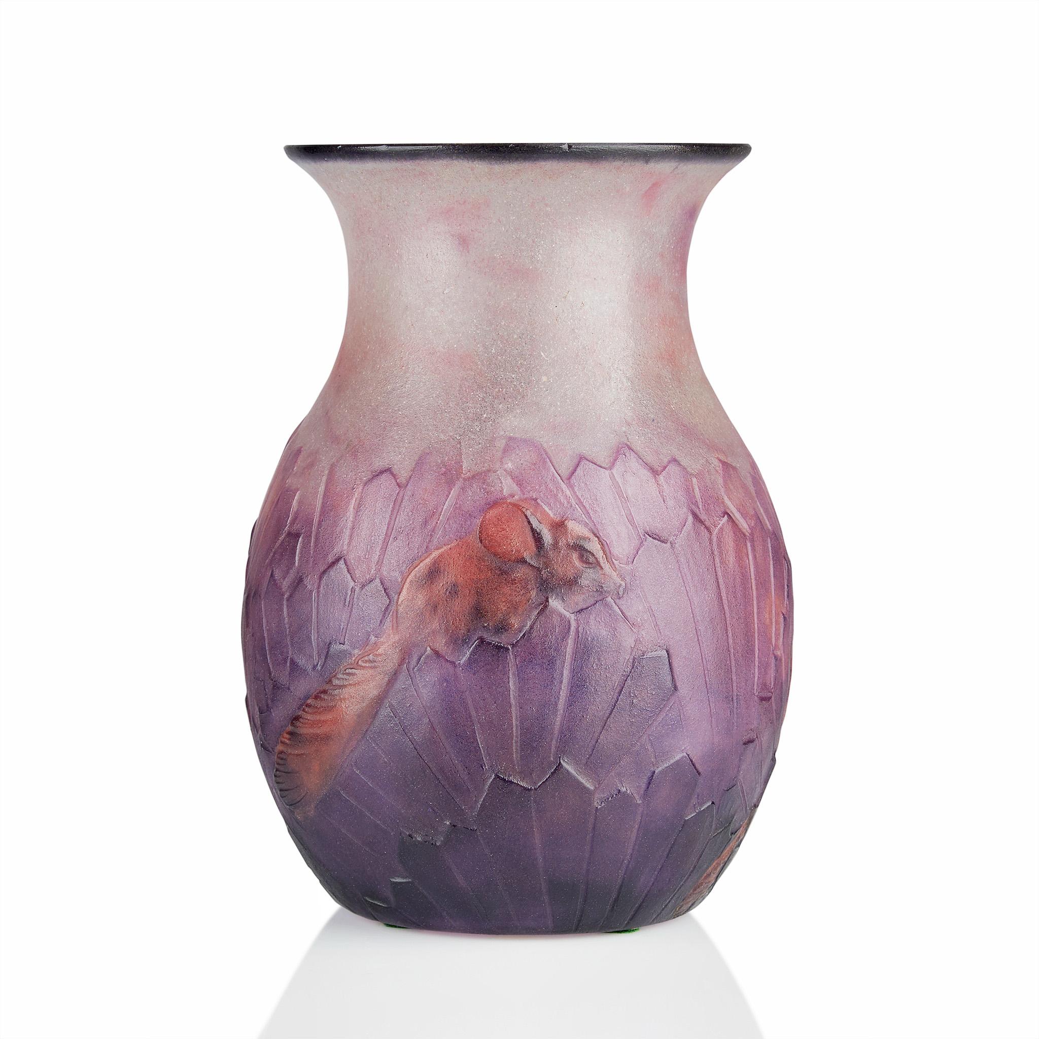 Art Glass French Pâte de Verre Vase by Argy-Rousseau For Sale