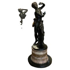French Patinated Bronze After Michael Clodion of a Man with a Tambourine