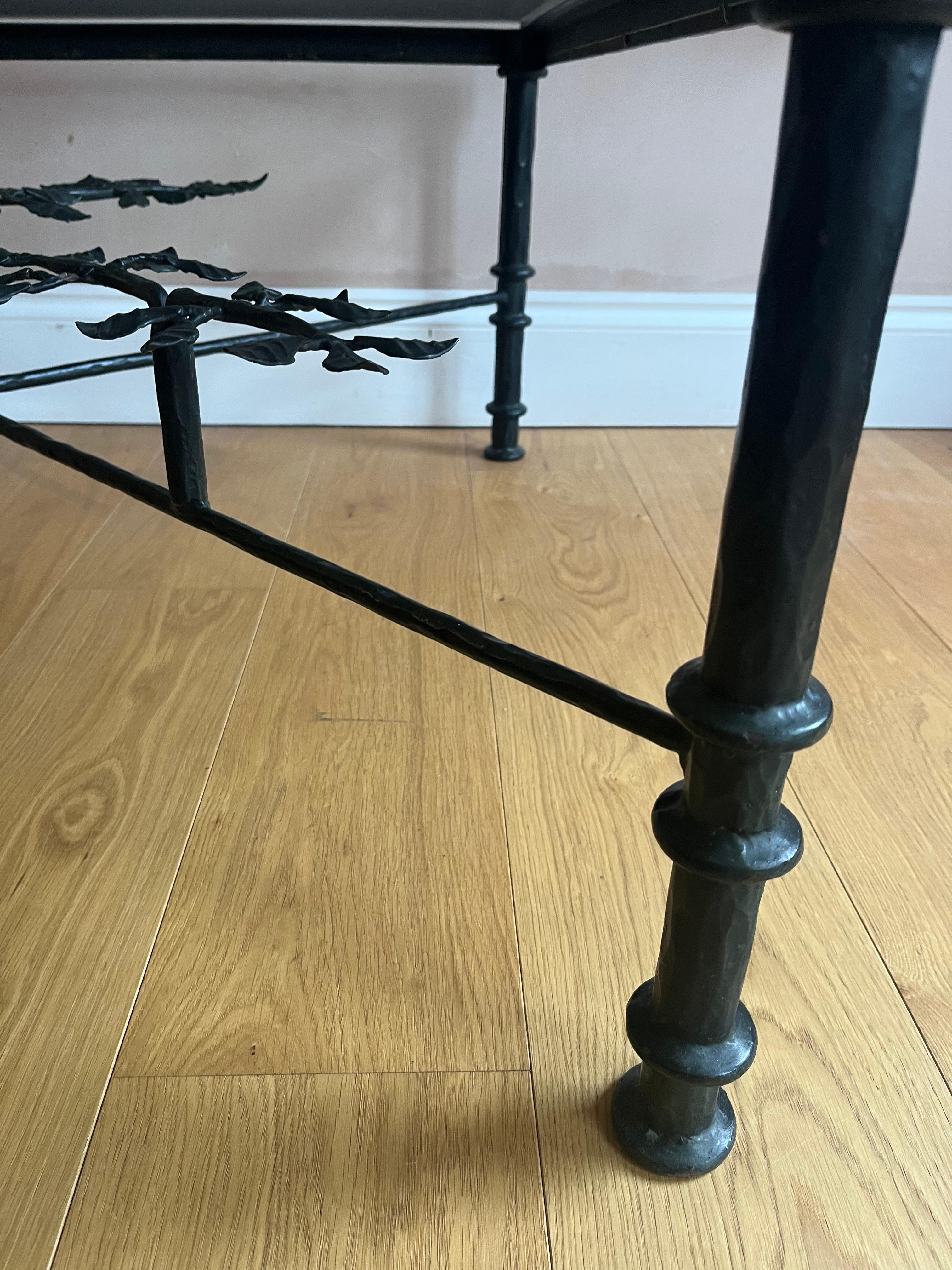 Late 20th Century French patinated bronze and glass coffee table For Sale