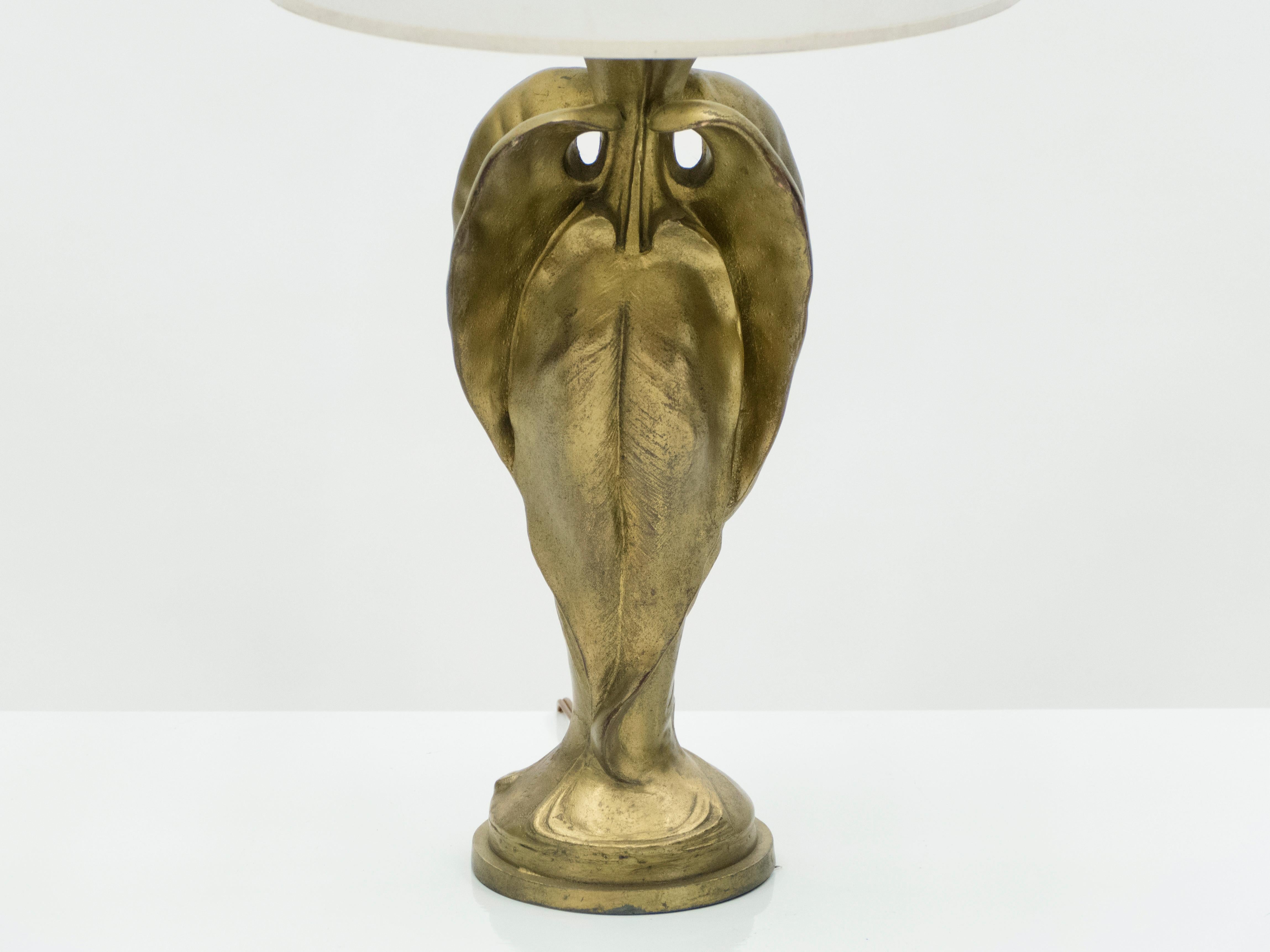 Mid-20th Century French Patinated Bronze Art Deco Lamp, 1930s For Sale