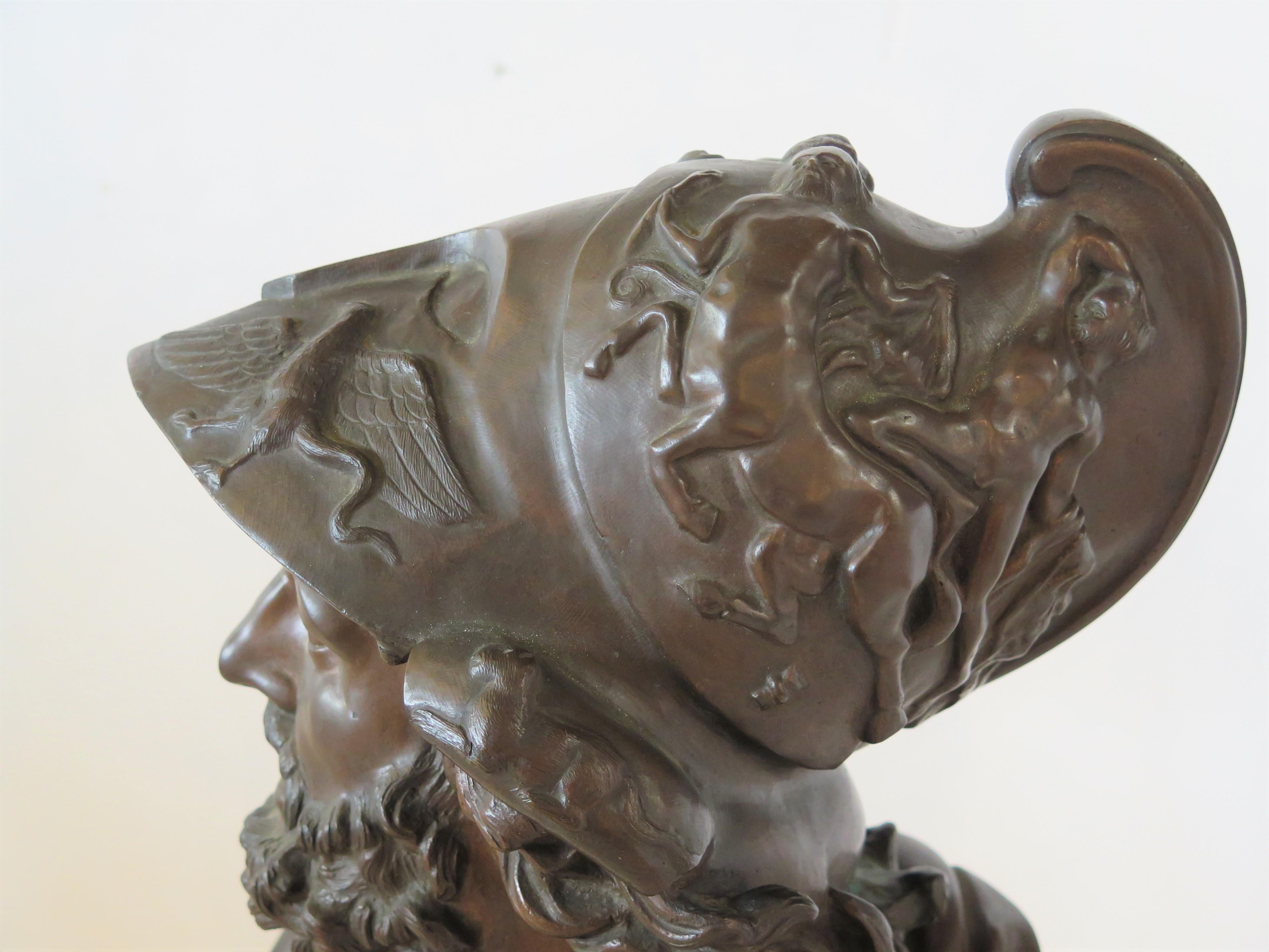 French Patinated Bronze Bust of the Greek Hero Ajax, circa 1880 For Sale 4