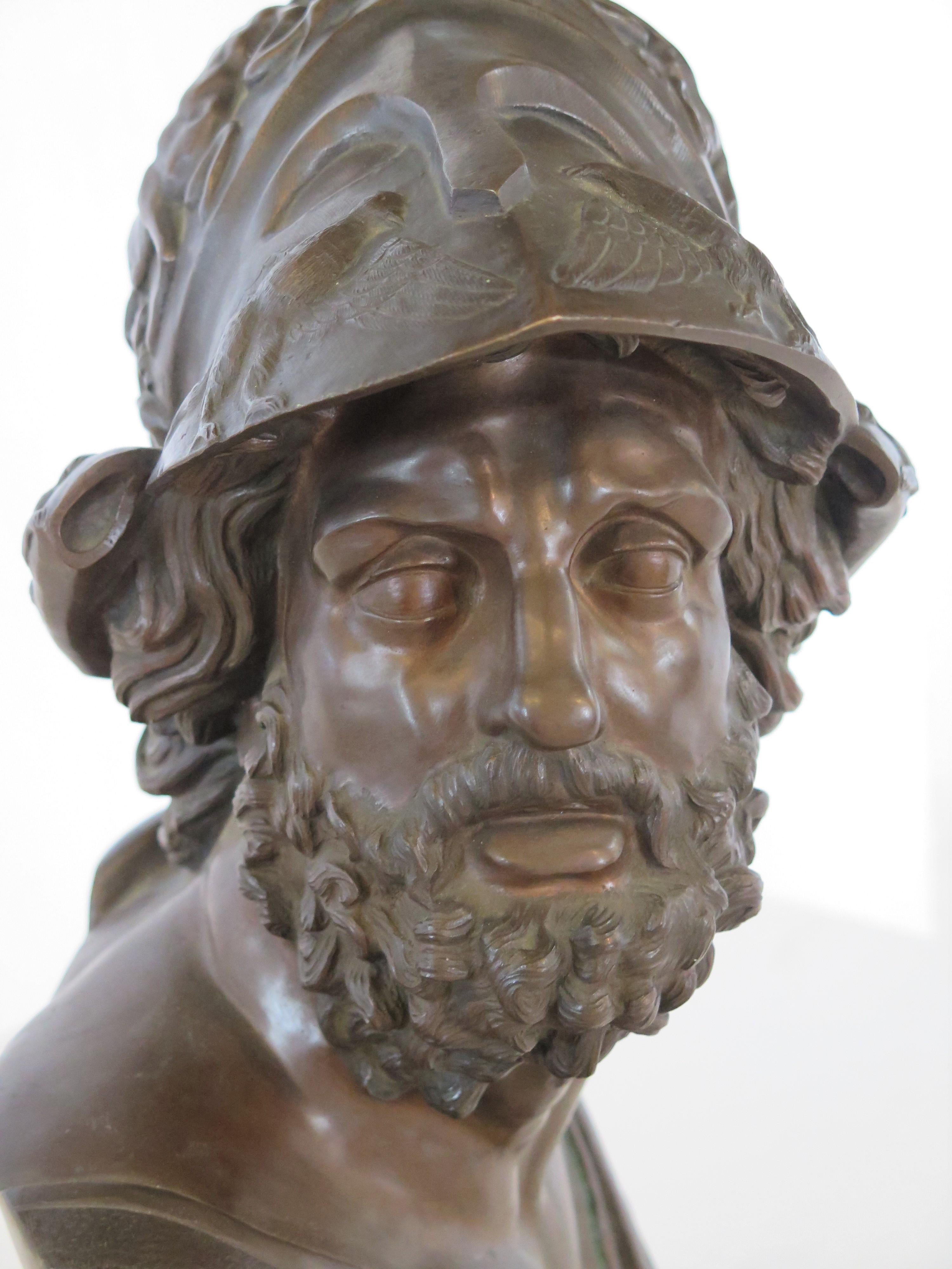 French Patinated Bronze Bust of the Greek Hero Ajax, circa 1880 For Sale 1