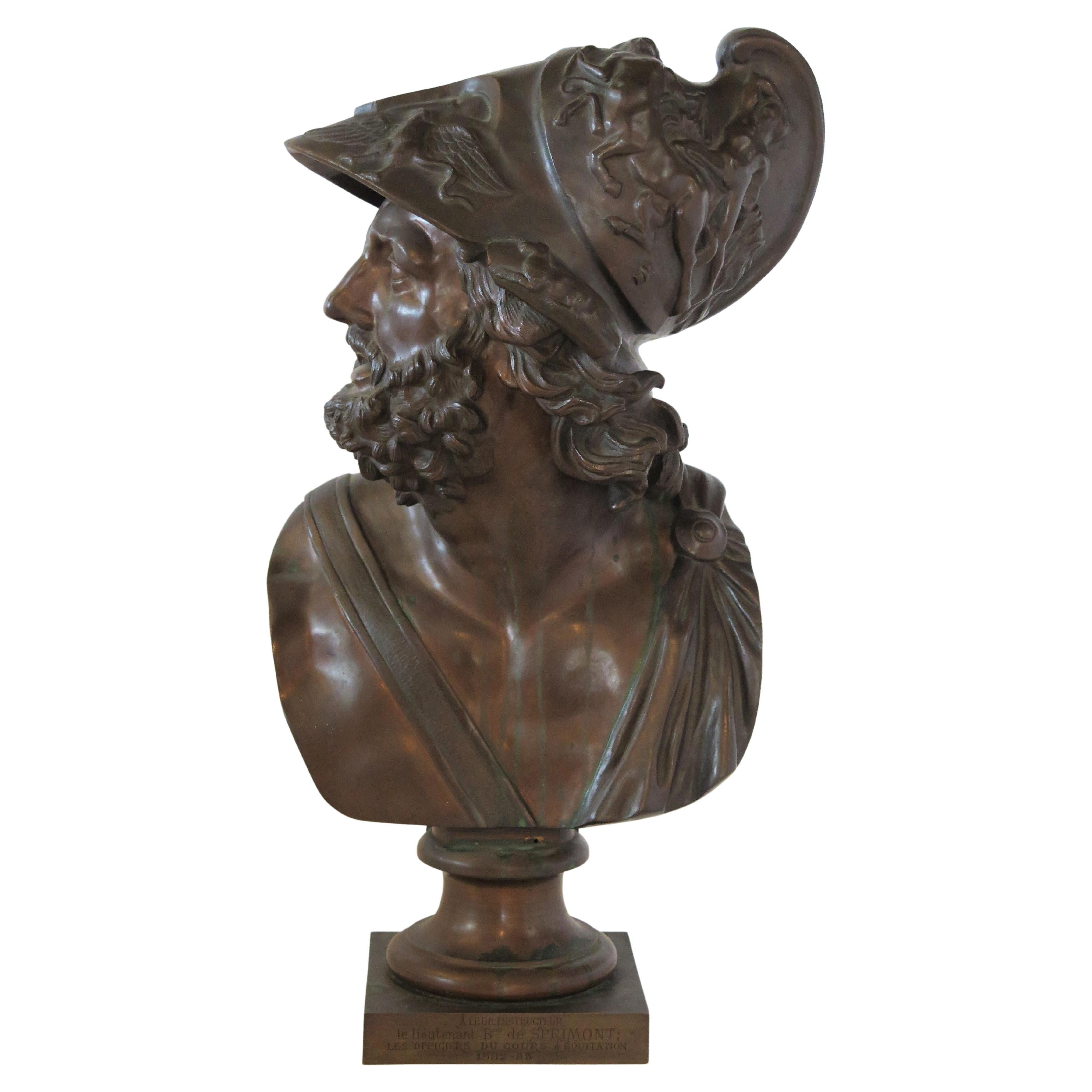French Patinated Bronze Bust of the Greek Hero Ajax, circa 1880 For Sale