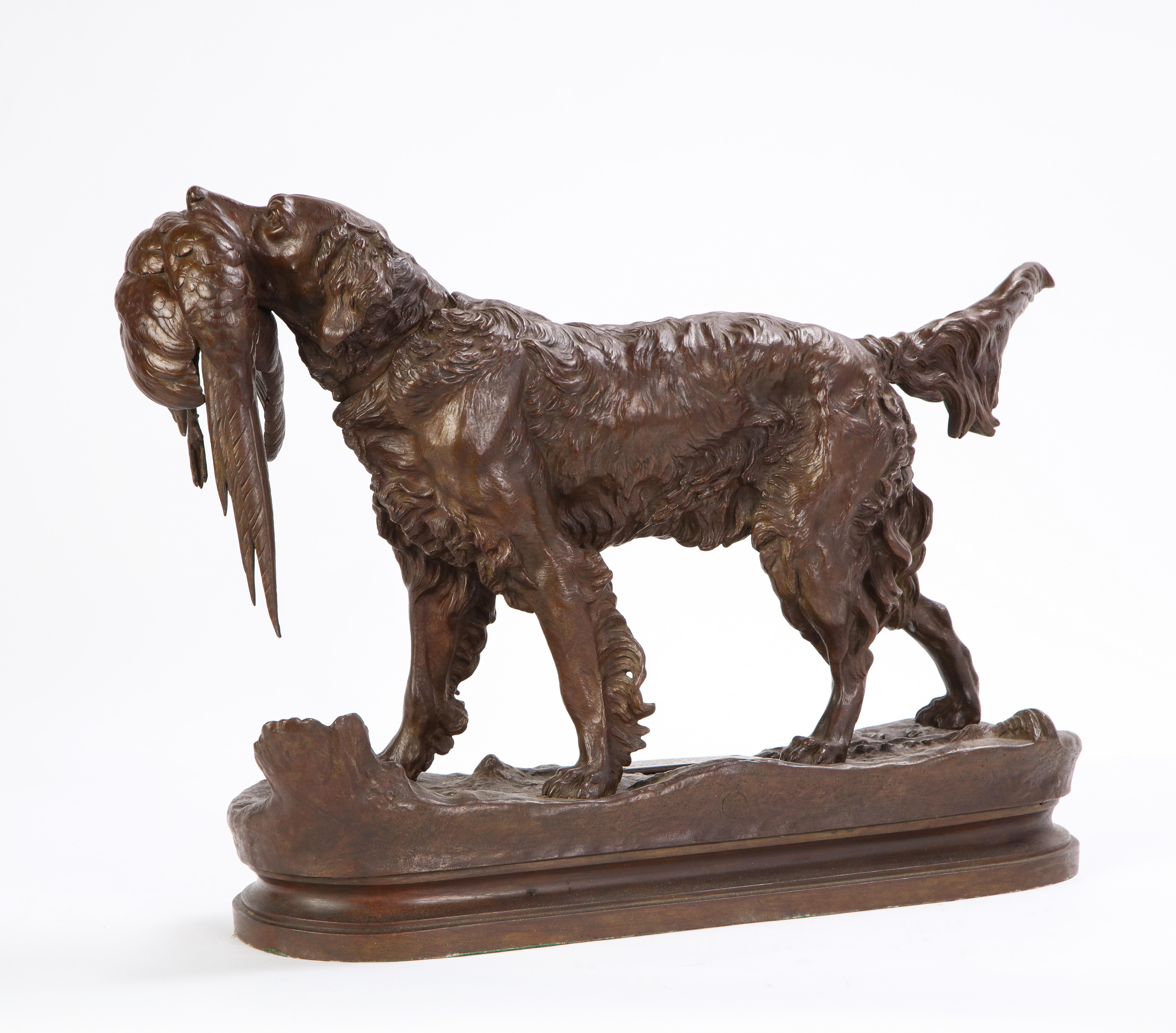 French Patinated Bronze Dog Cast After a Jules Moignier Model, 19th/20th Century For Sale 4