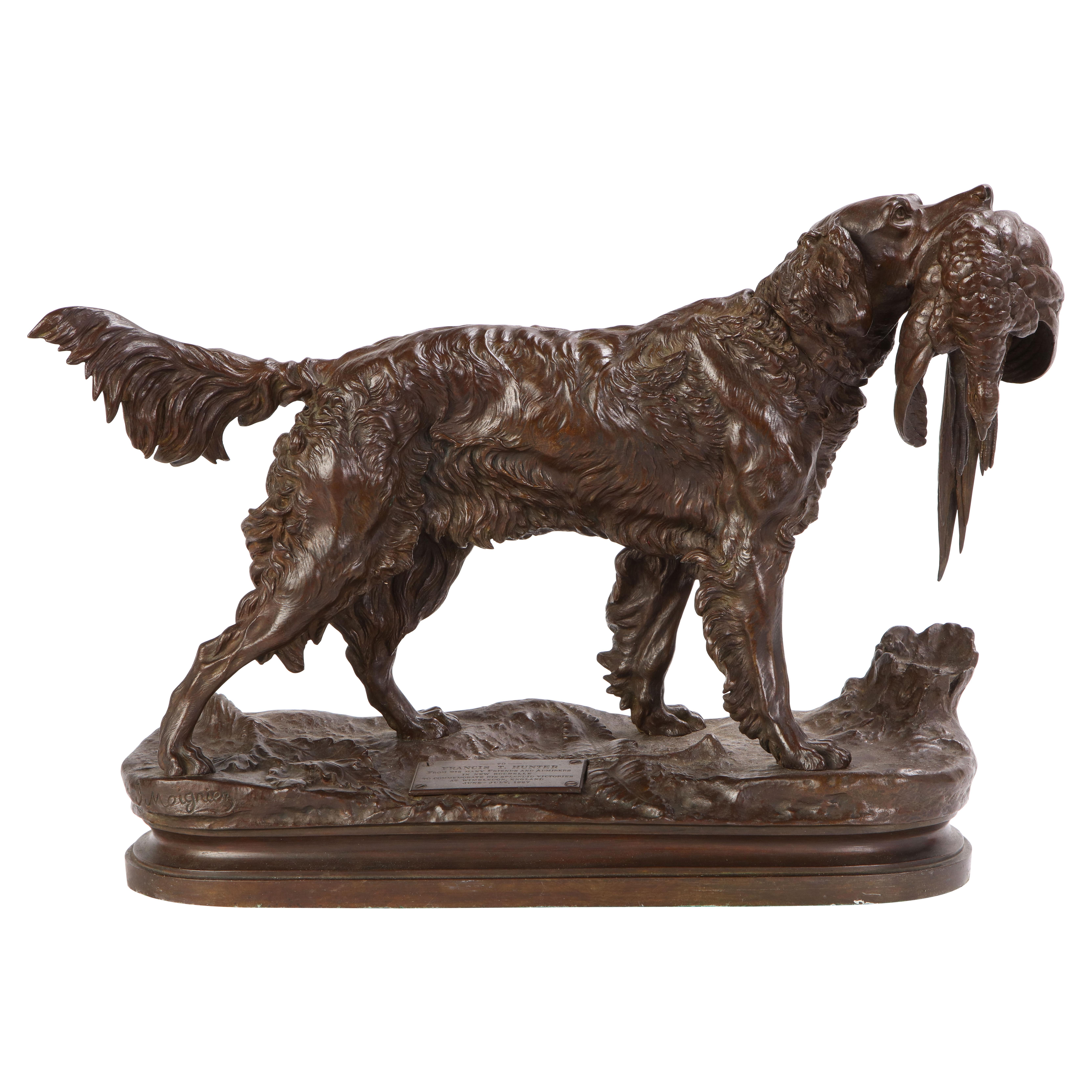 French Patinated Bronze Dog Cast After a Jules Moignier Model, 19th/20th Century For Sale