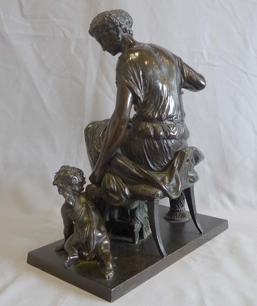 Mid-19th Century French patinated bronze group of woman and cupid by Jean Jules Salmson For Sale