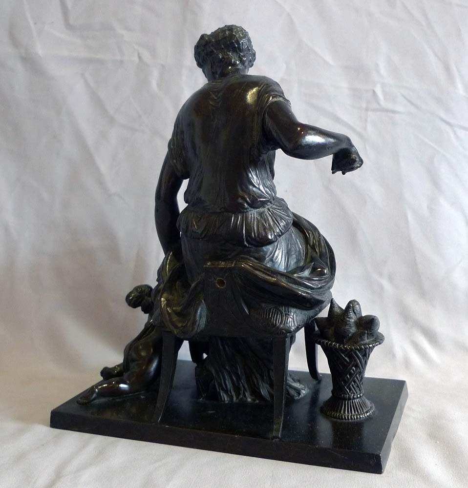 Bronze French patinated bronze group of woman and cupid by Jean Jules Salmson For Sale