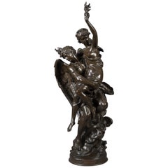 French Patinated Bronze Moreau Mathurin “La Fortune Couronnant"
