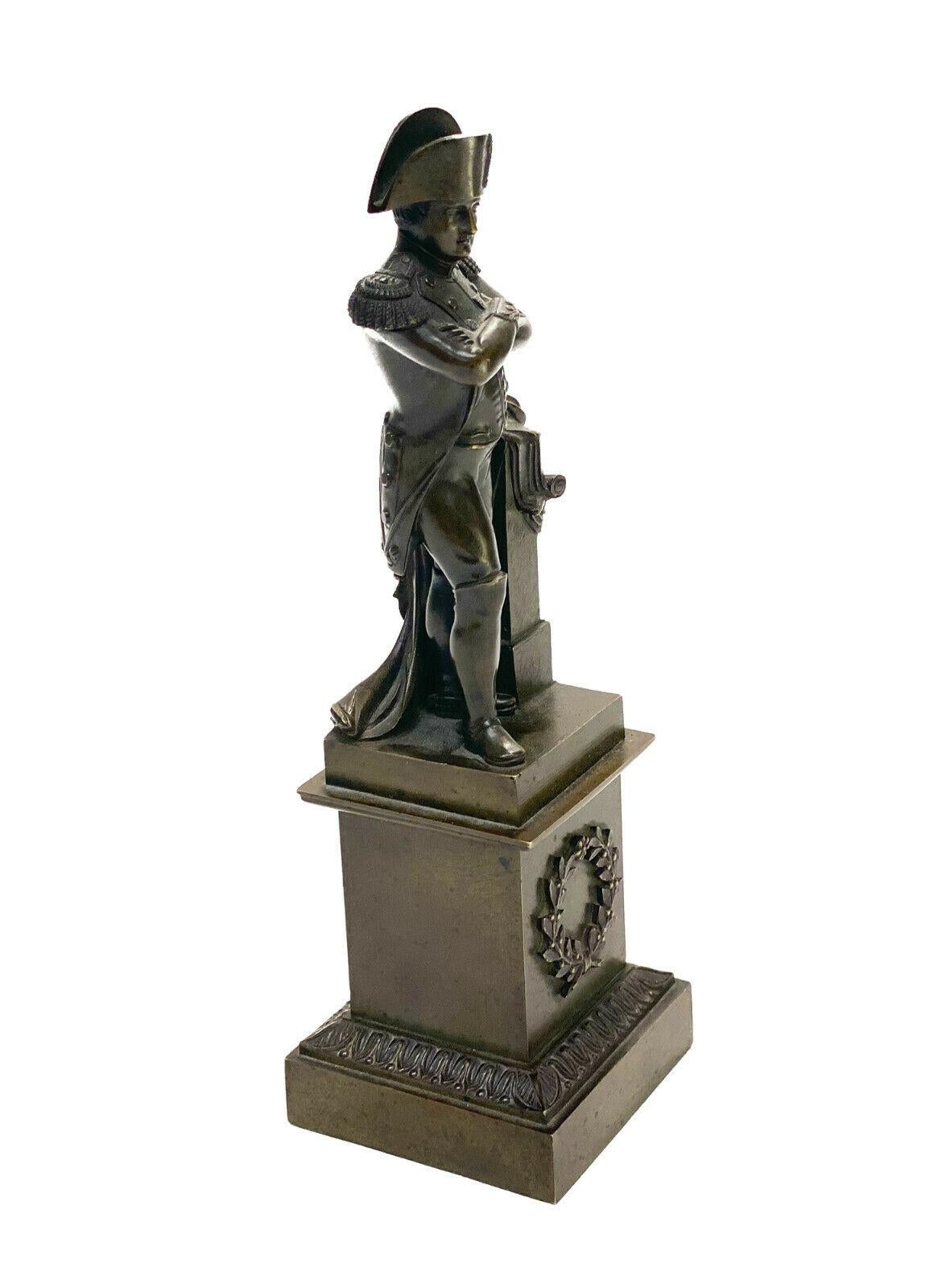 French Patinated Bronze Napoleon Bonaparte Miniature Sculpture, 19th Century In Good Condition In Gardena, CA