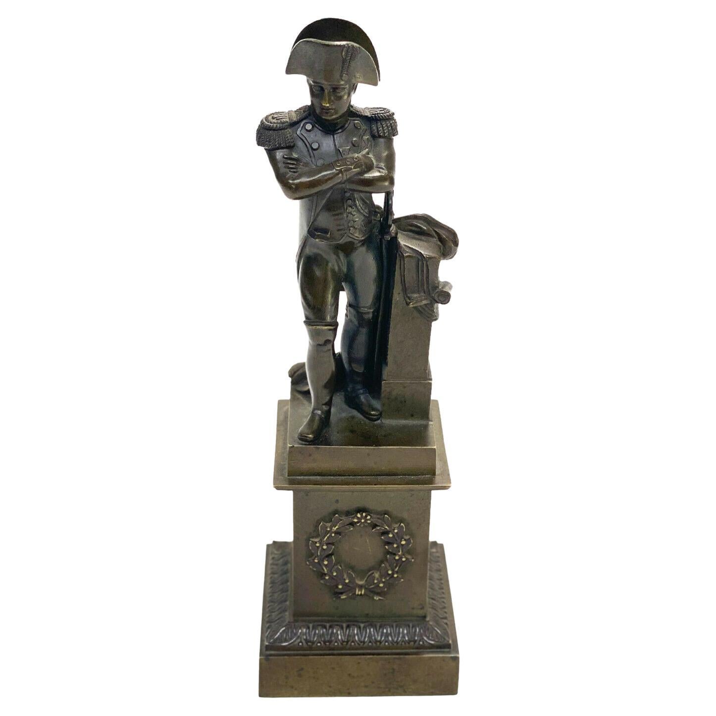 French Patinated Bronze Napoleon Bonaparte Miniature Sculpture, 19th Century