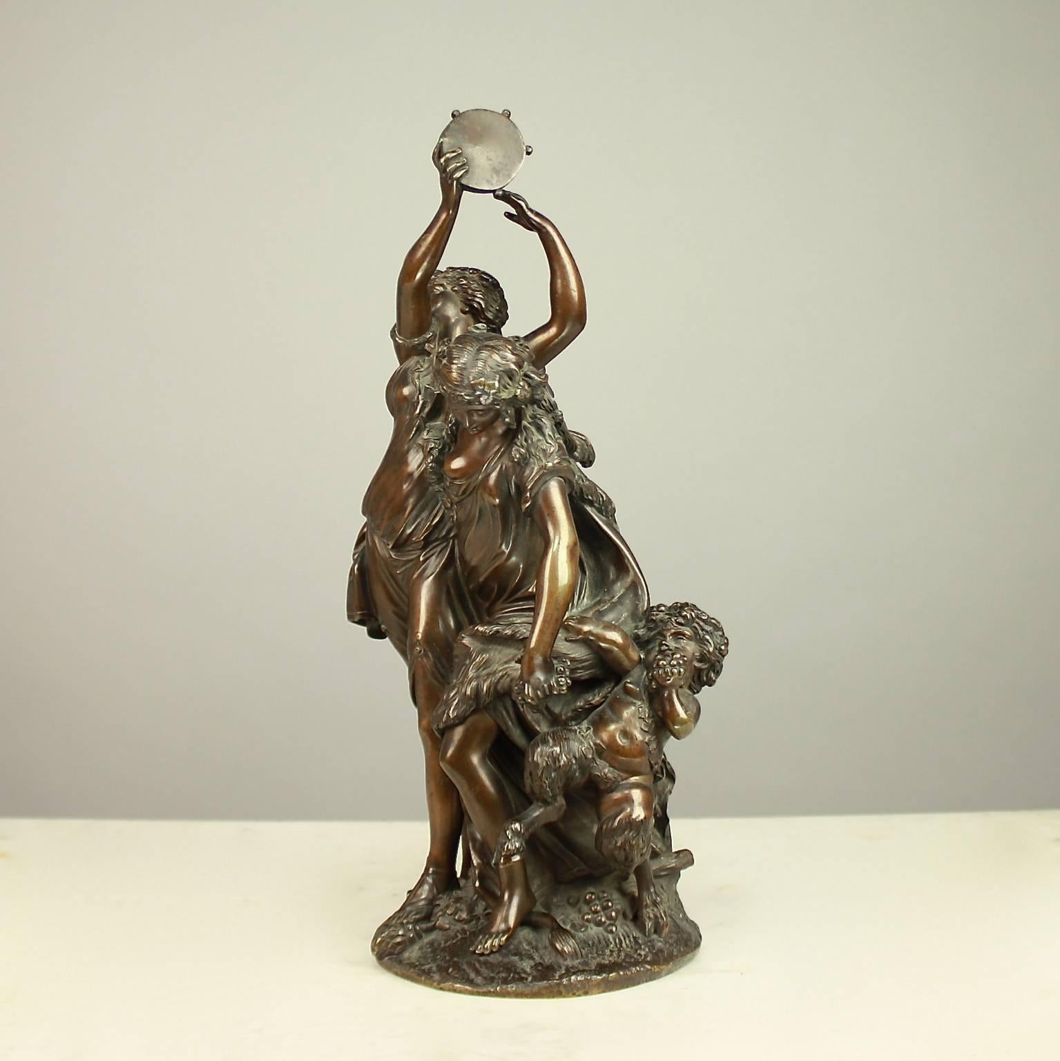 French Patinated Bronze Sculpture of Bacchanalia, after Clodion 4