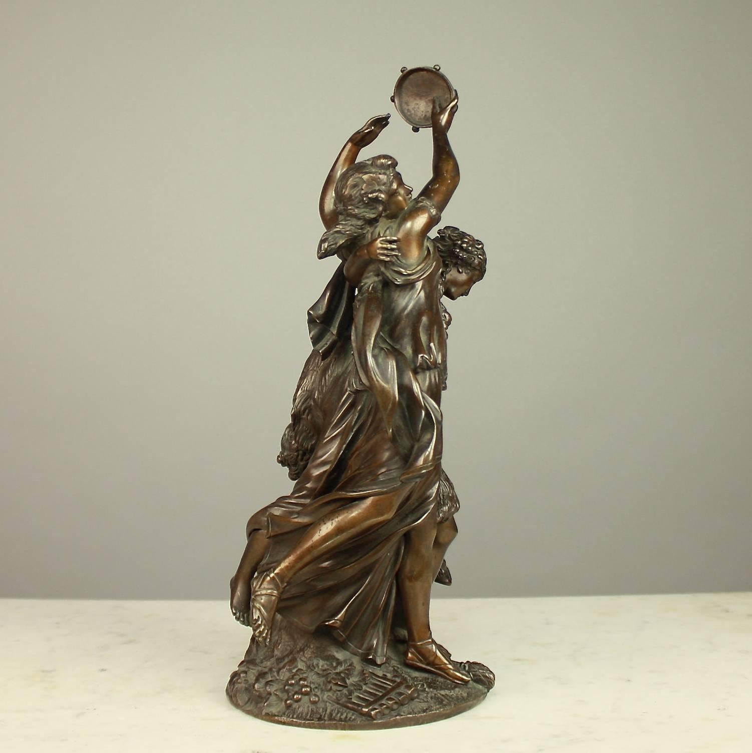 French Patinated Bronze Sculpture of Bacchanalia, after Clodion 1