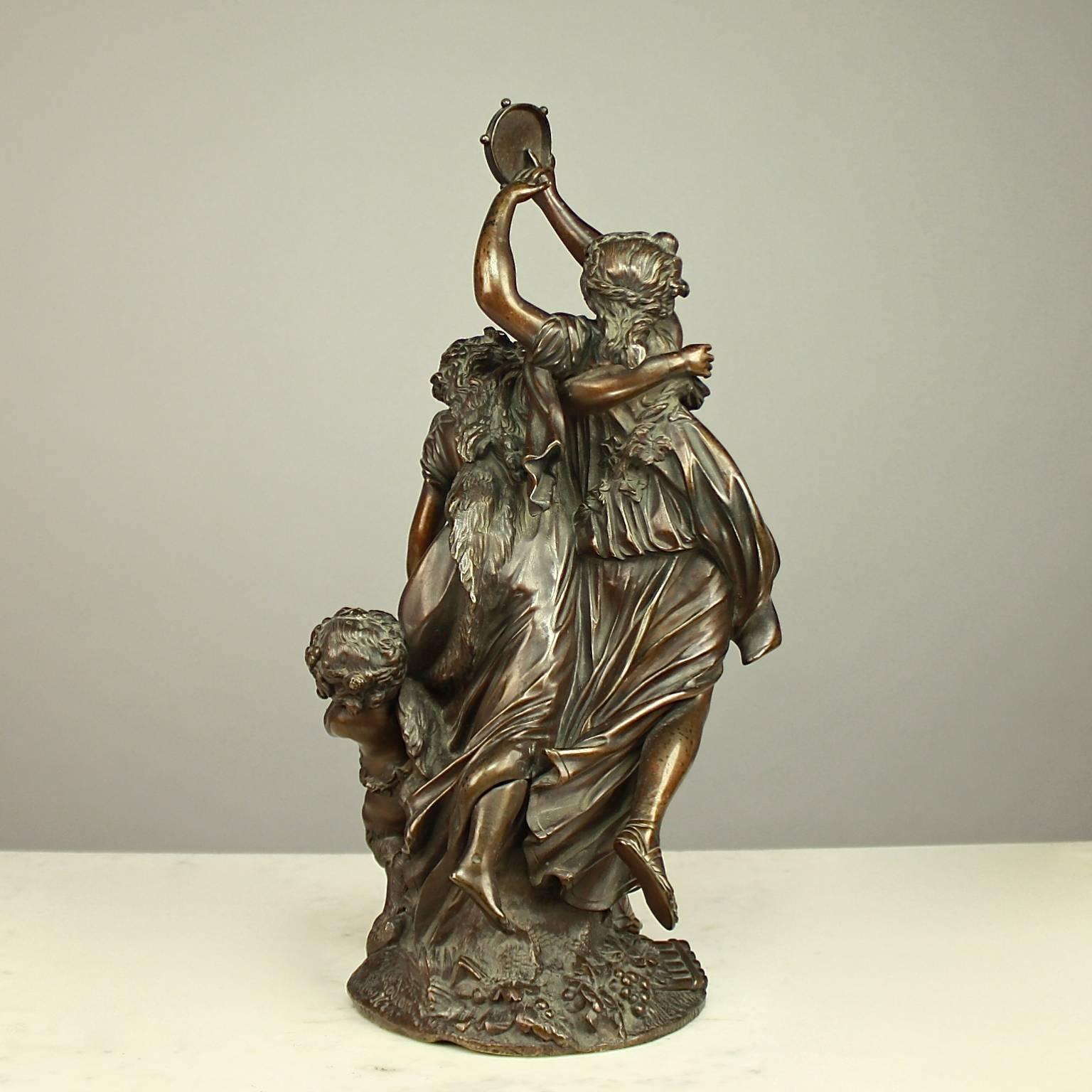 French Patinated Bronze Sculpture of Bacchanalia, after Clodion 2