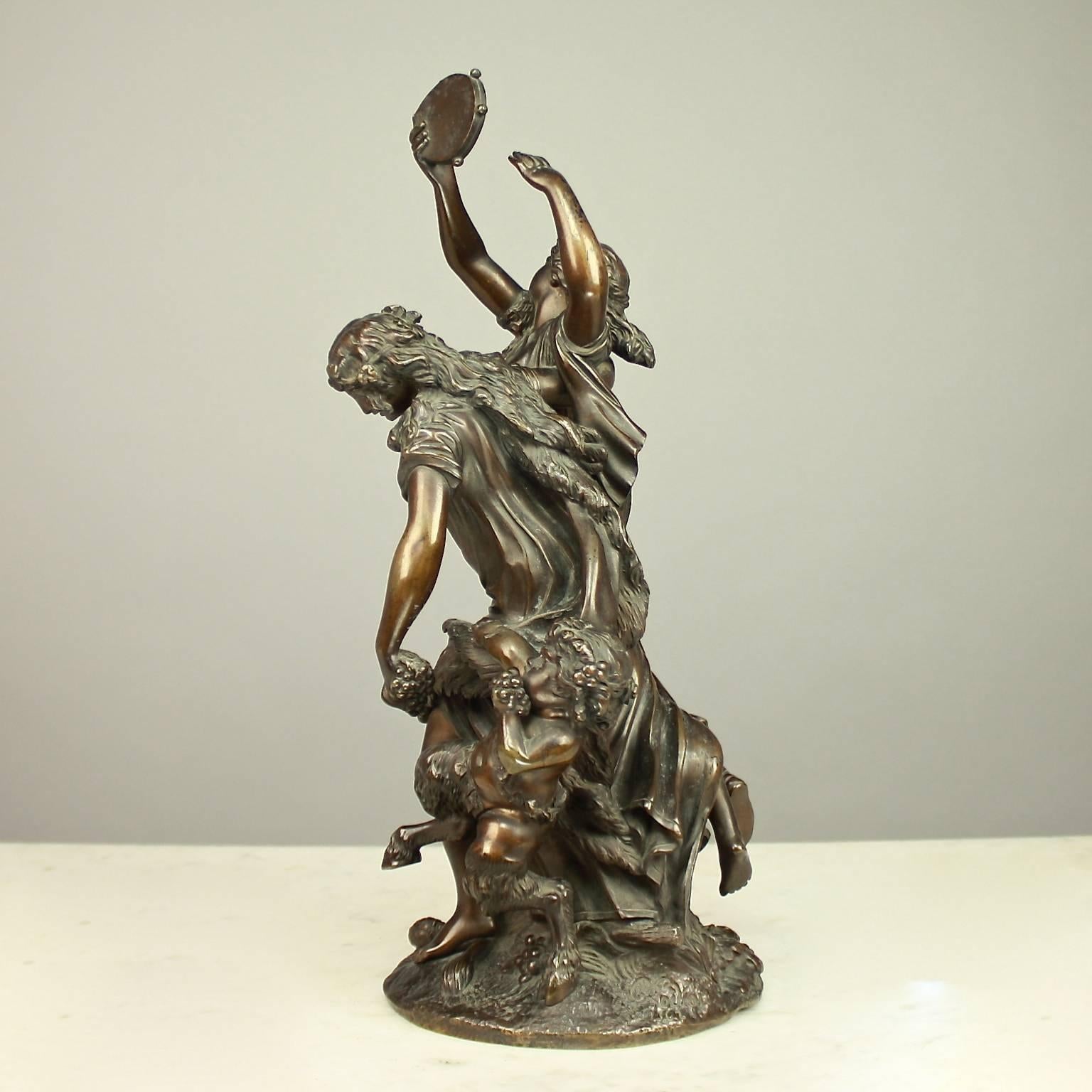 French Patinated Bronze Sculpture of Bacchanalia, after Clodion 3