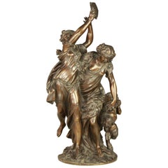French Patinated Bronze Sculpture of Bacchanalia, after Clodion