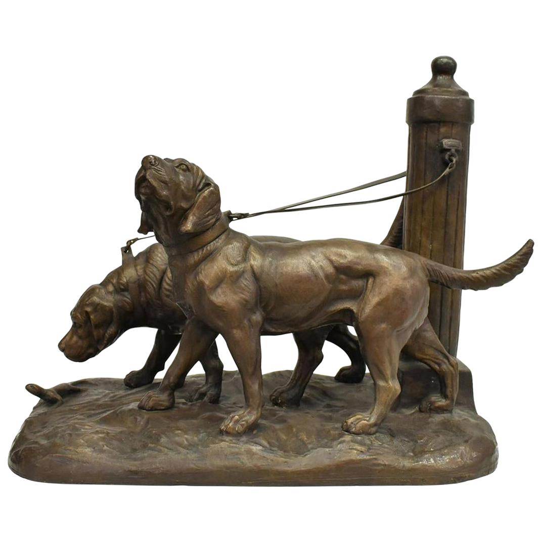 French Patinated Bronze Sculpture of Dogs