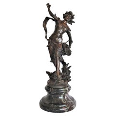 French Patinated Bronze Sculpture on Marble Base, Signed Geo Maxim
