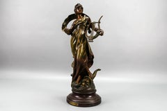 French Patinated Bronzed Spelter Sculpture Muse Champetre