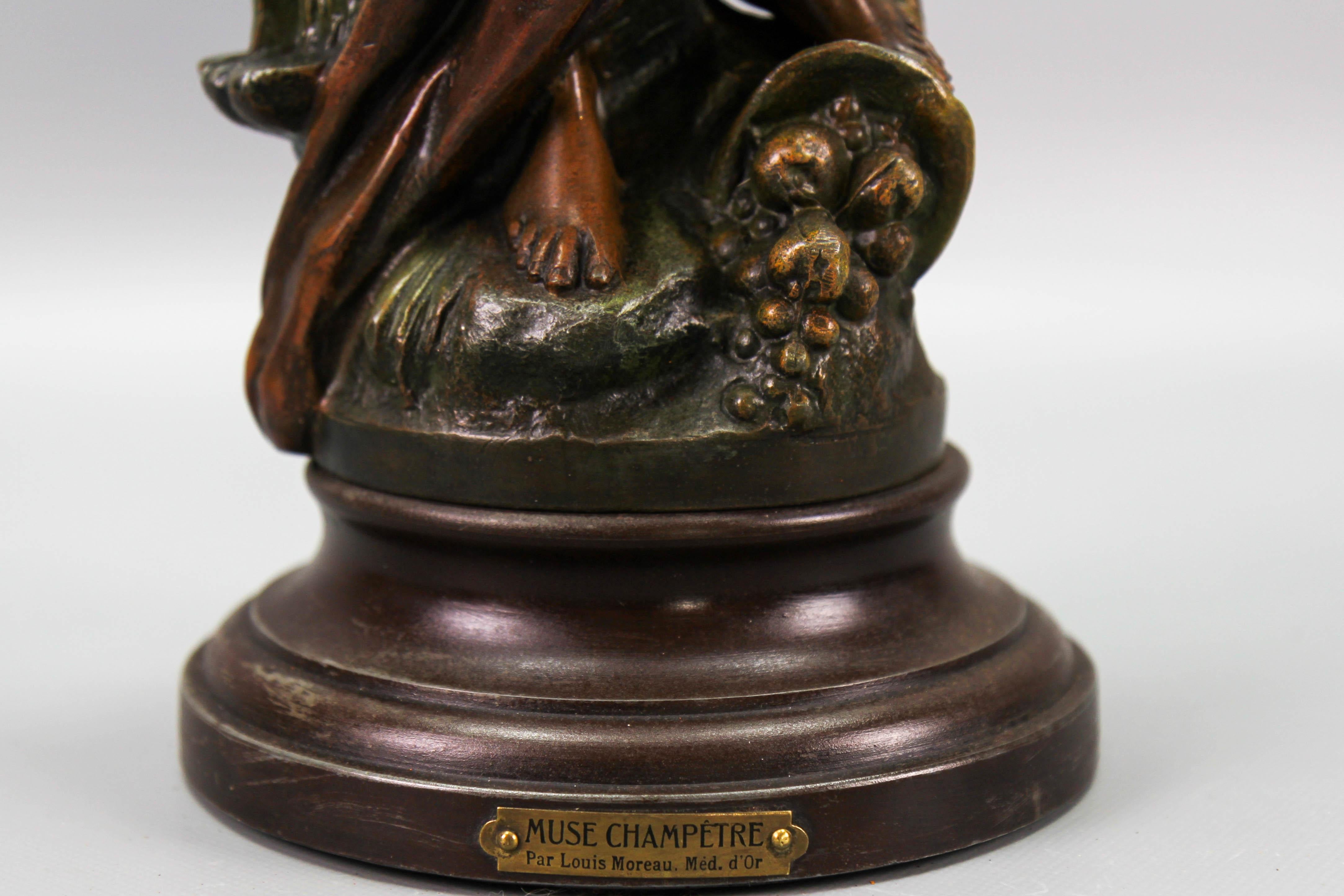 Patinierte Bronzeskulptur aus Zinn, Muse Champetre, Muse Champetre  im Zustand „Gut“ im Angebot in Barntrup, DE