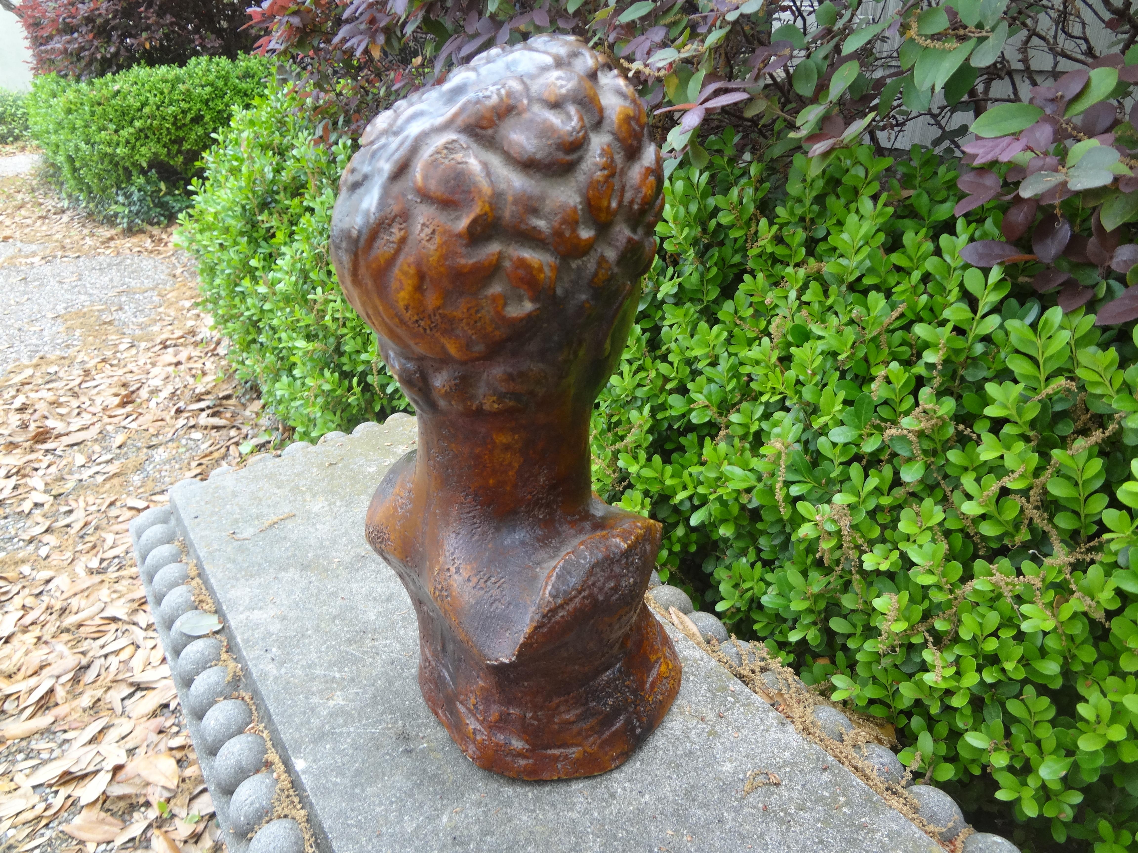 French Patinated Bust Sculpture Of A Classical Male For Sale 3