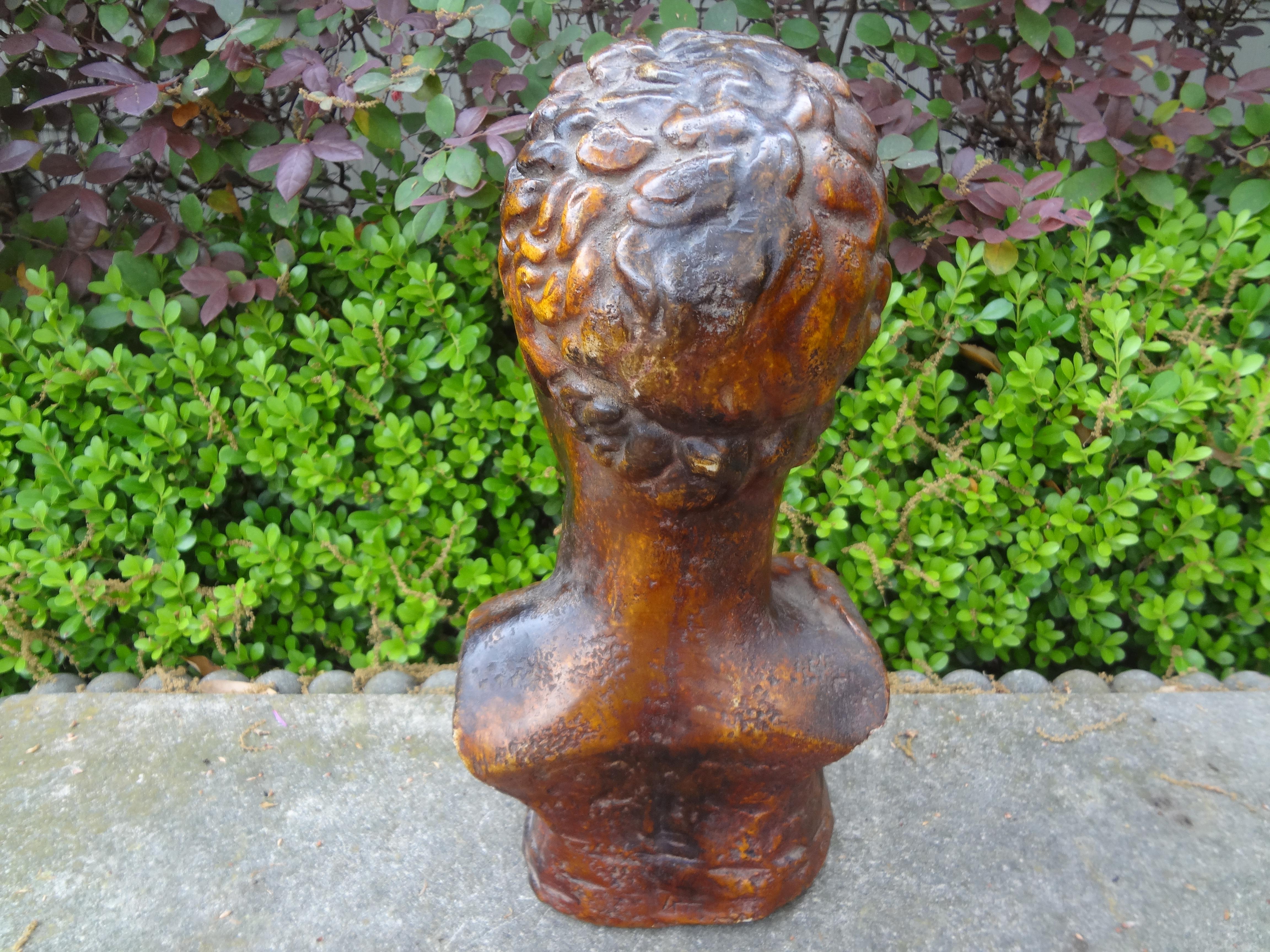 Plaster French Patinated Bust Sculpture Of A Classical Male For Sale