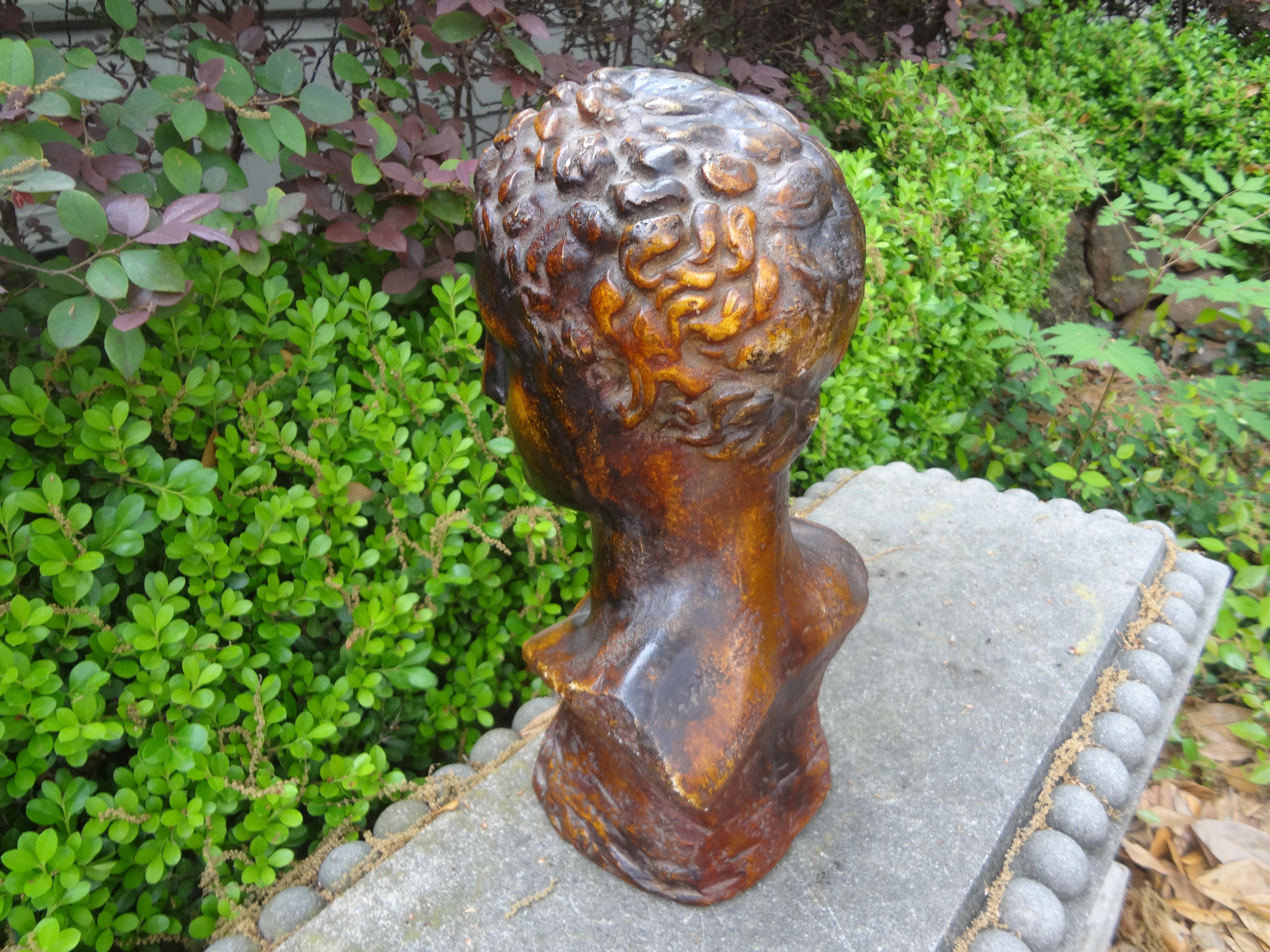 French Patinated Bust Sculpture Of A Classical Male For Sale 2