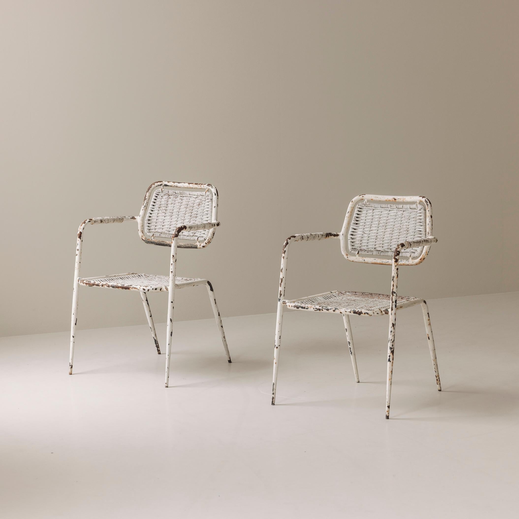 French patinated side / lounge chairs 1950s. For Sale 7