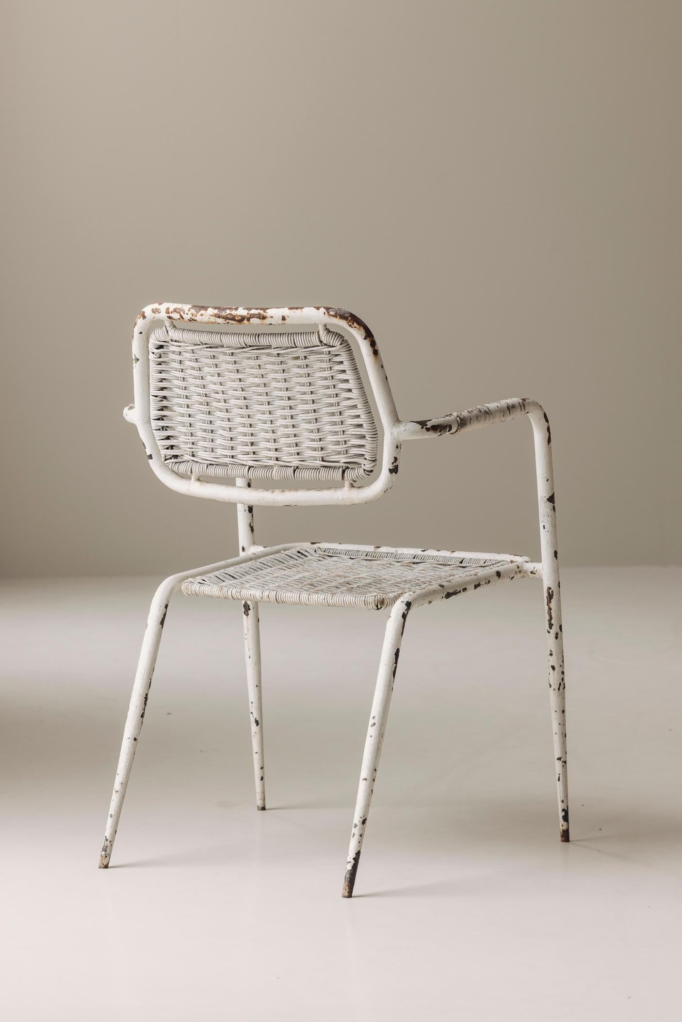 Mid-Century Modern French patinated side / lounge chairs 1950s. For Sale