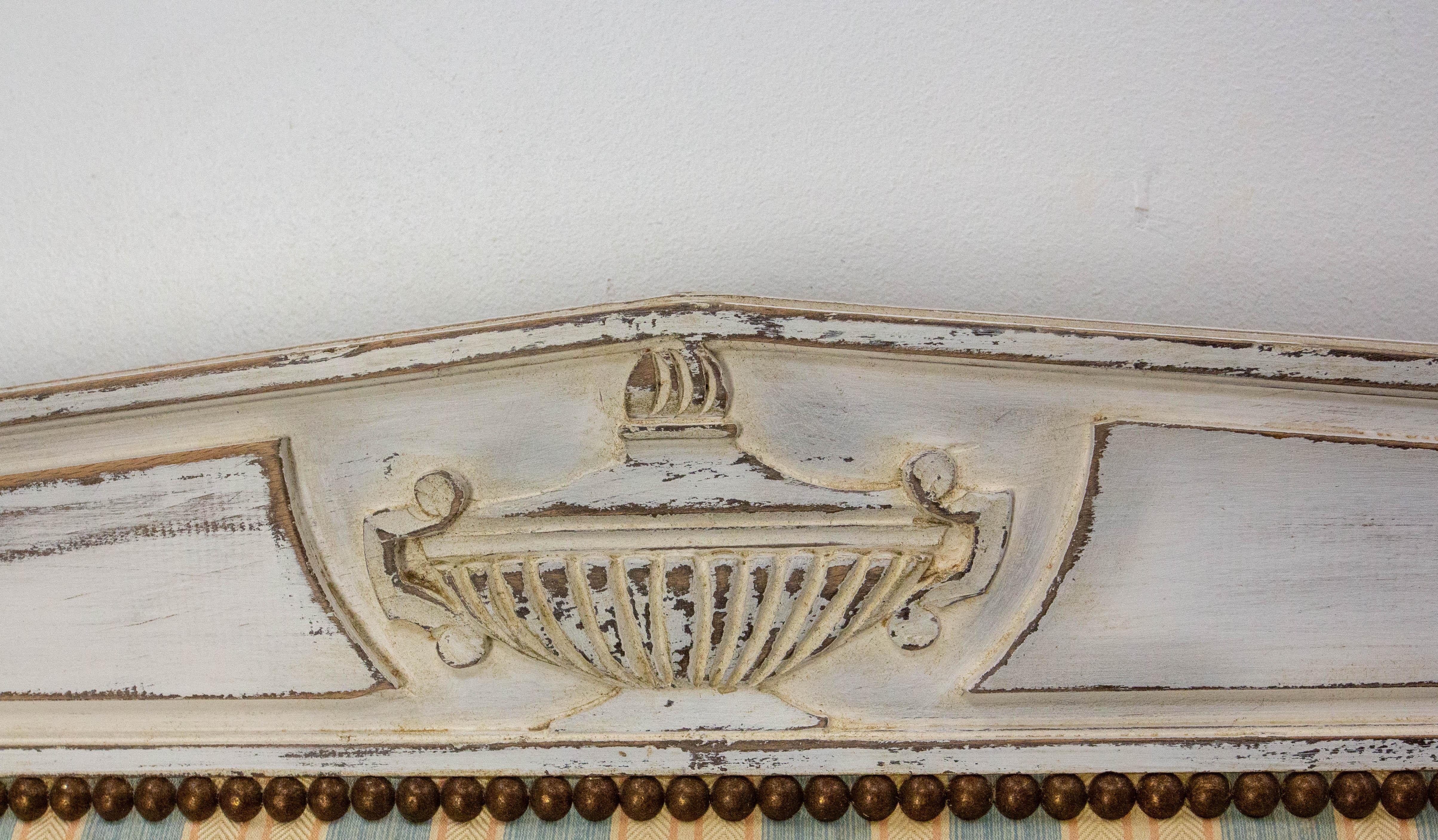 French Patinated Wood Bed Full Size or Double Bed Louis XVI Style, circa 1900 For Sale 10