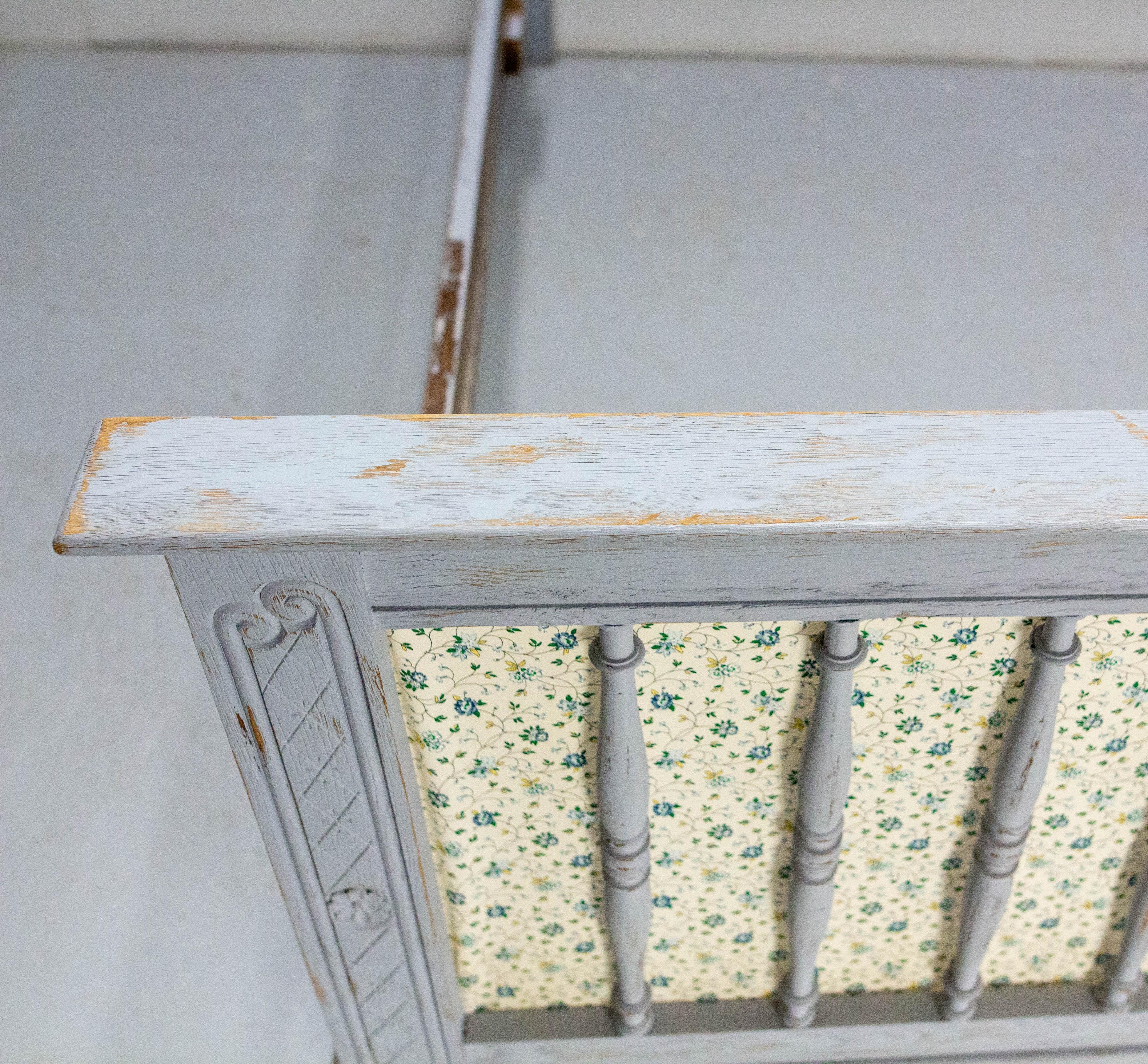 French Patinated Wood Bed Full Size or Double Bed Louis XVI Style, circa 1960 For Sale 9