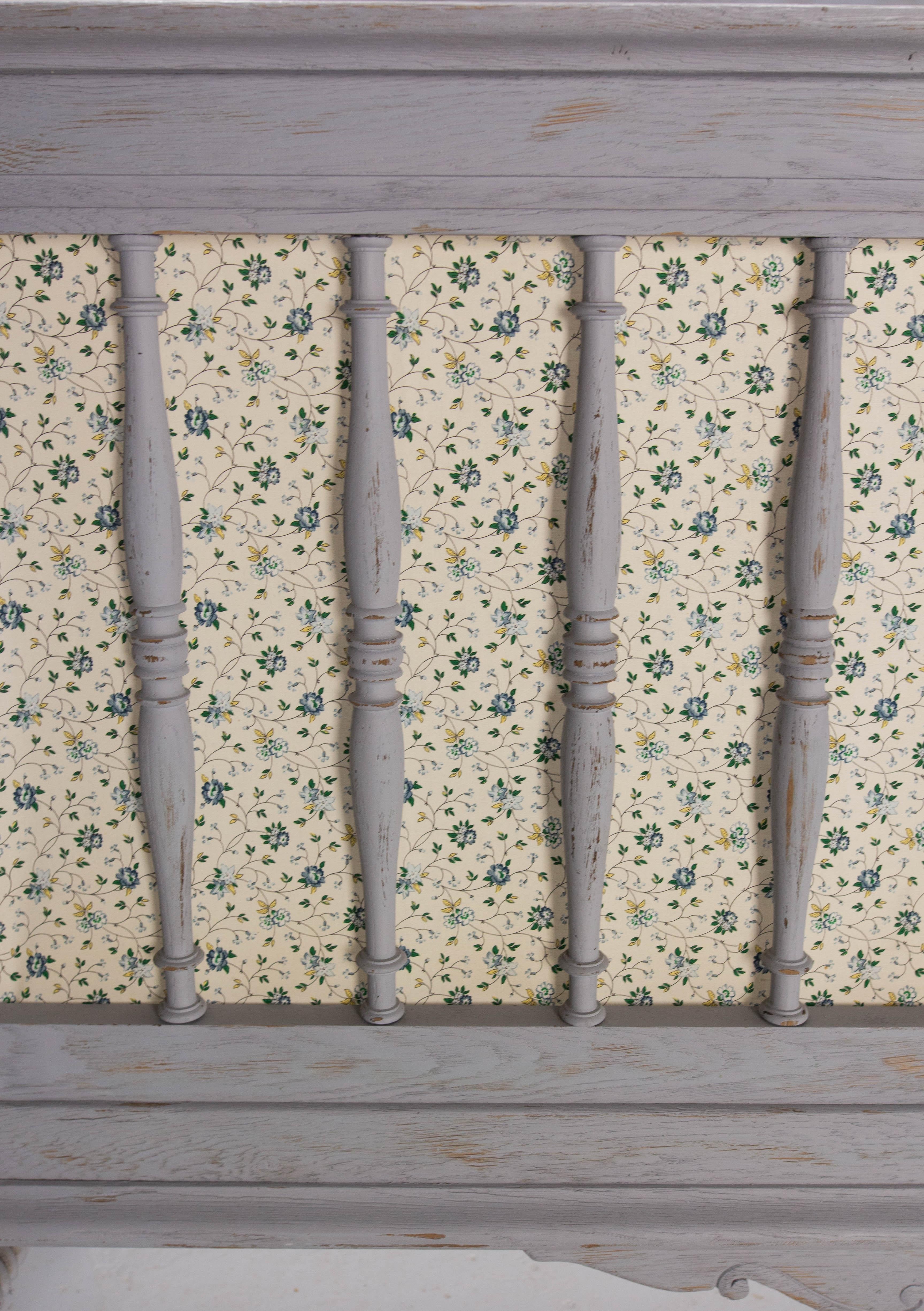 French Patinated Wood Bed Full Size or Double Bed Louis XVI Style, circa 1960 For Sale 10