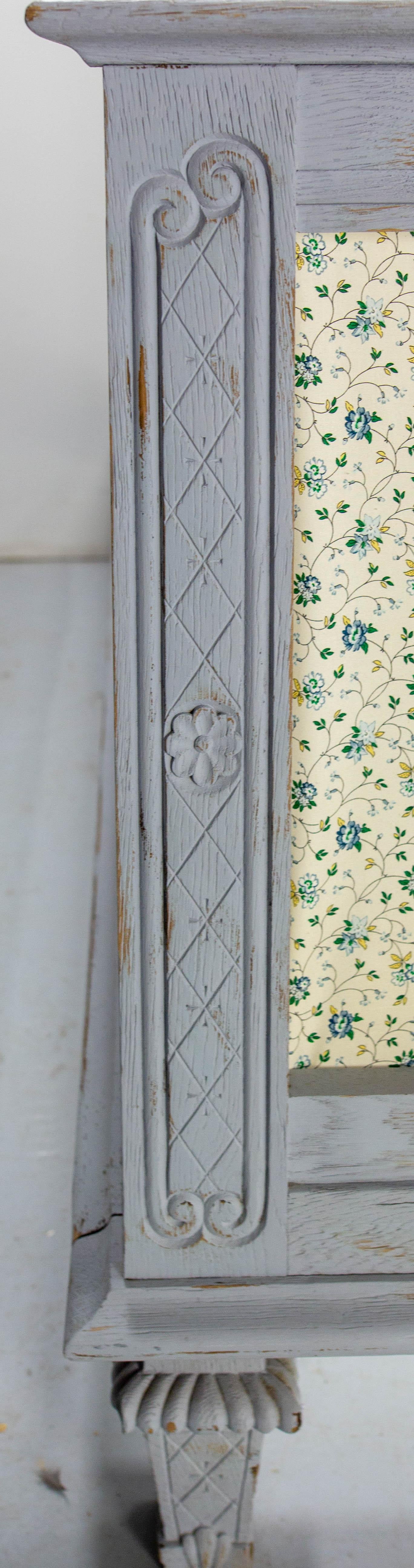 French Patinated Wood Bed Full Size or Double Bed Louis XVI Style, circa 1960 For Sale 11