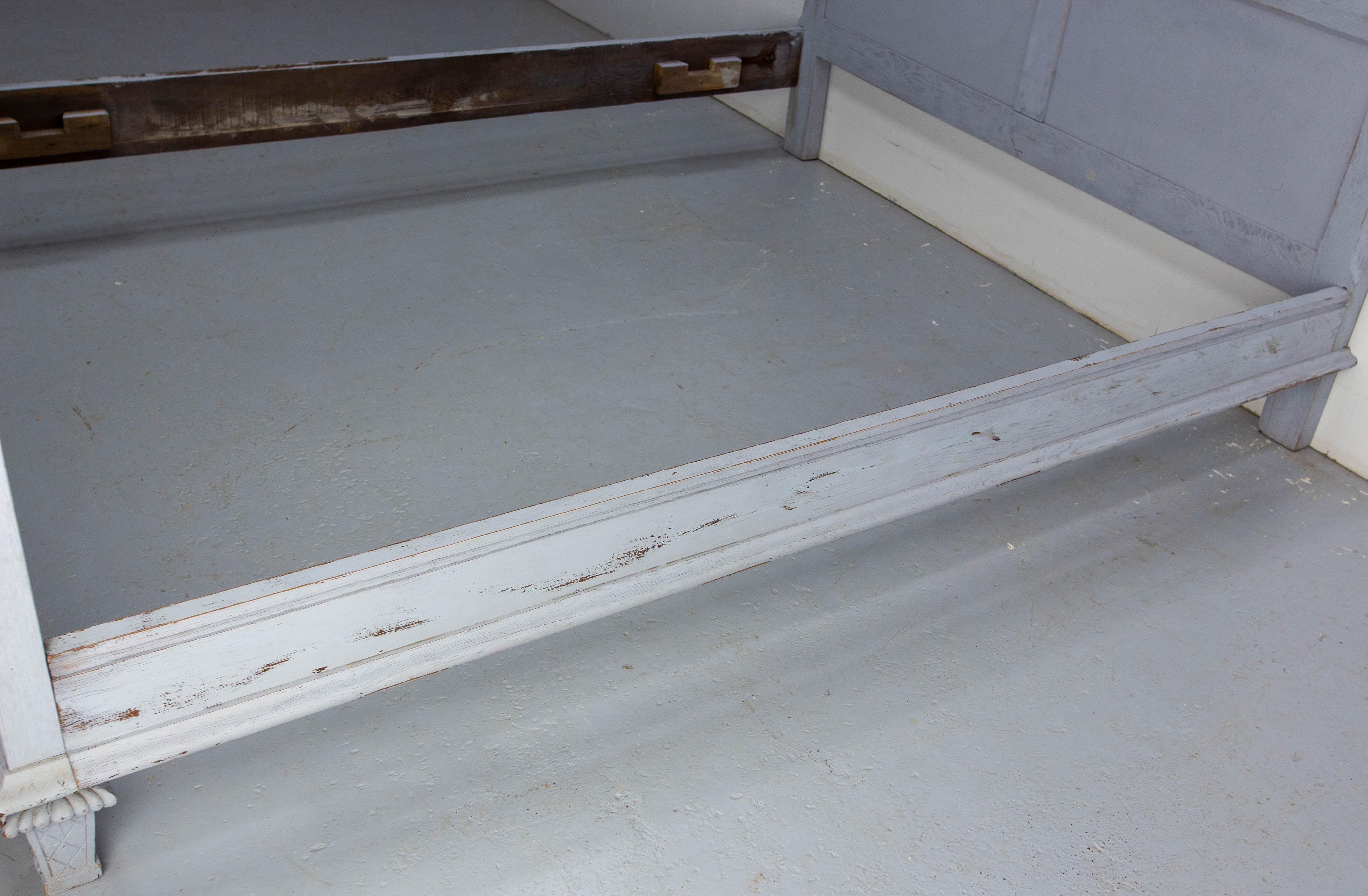 French Patinated Wood Bed Full Size or Double Bed Louis XVI Style, circa 1960 For Sale 12