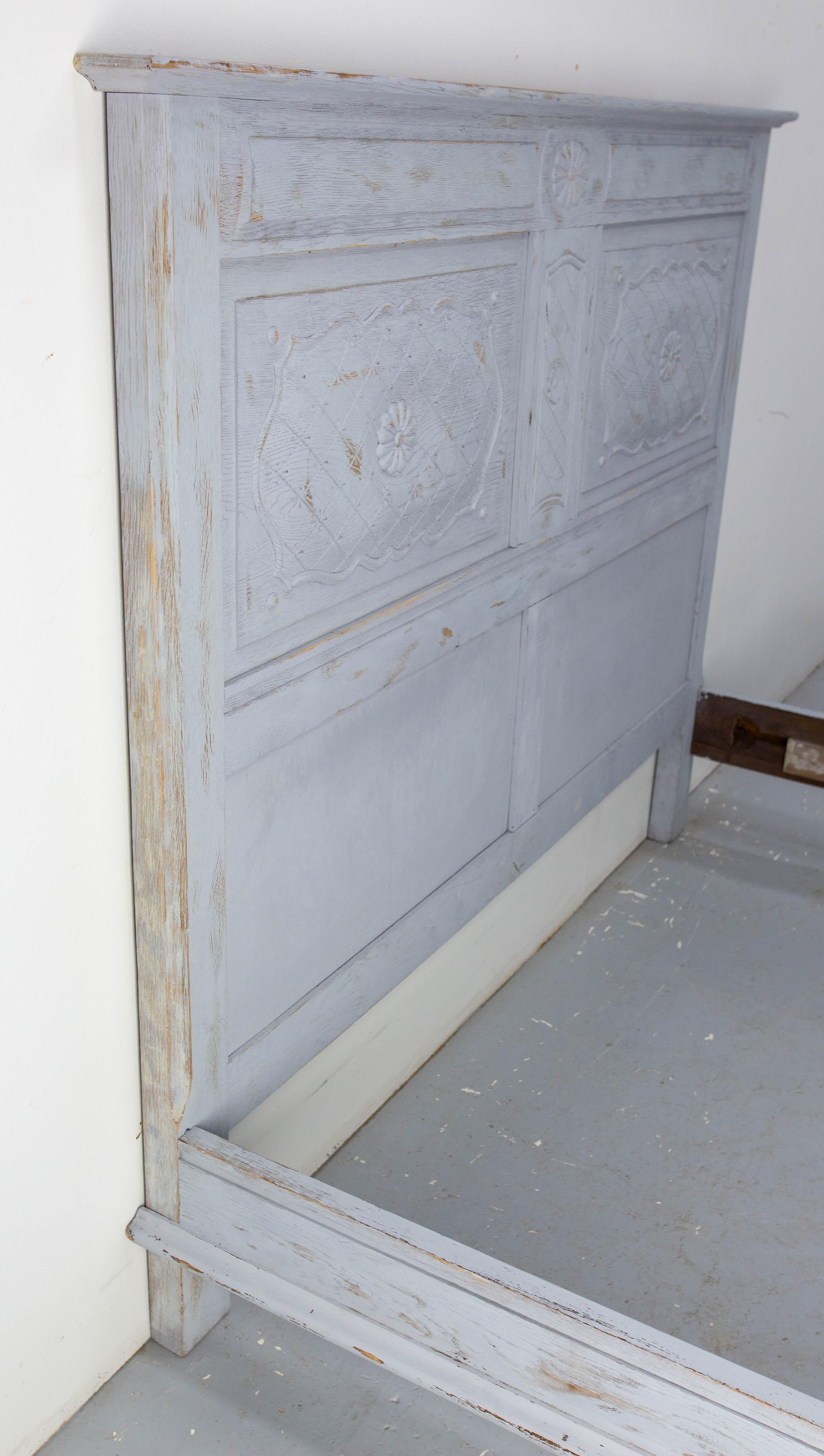 French Patinated Wood Bed Full Size or Double Bed Louis XVI Style, circa 1960 For Sale 2