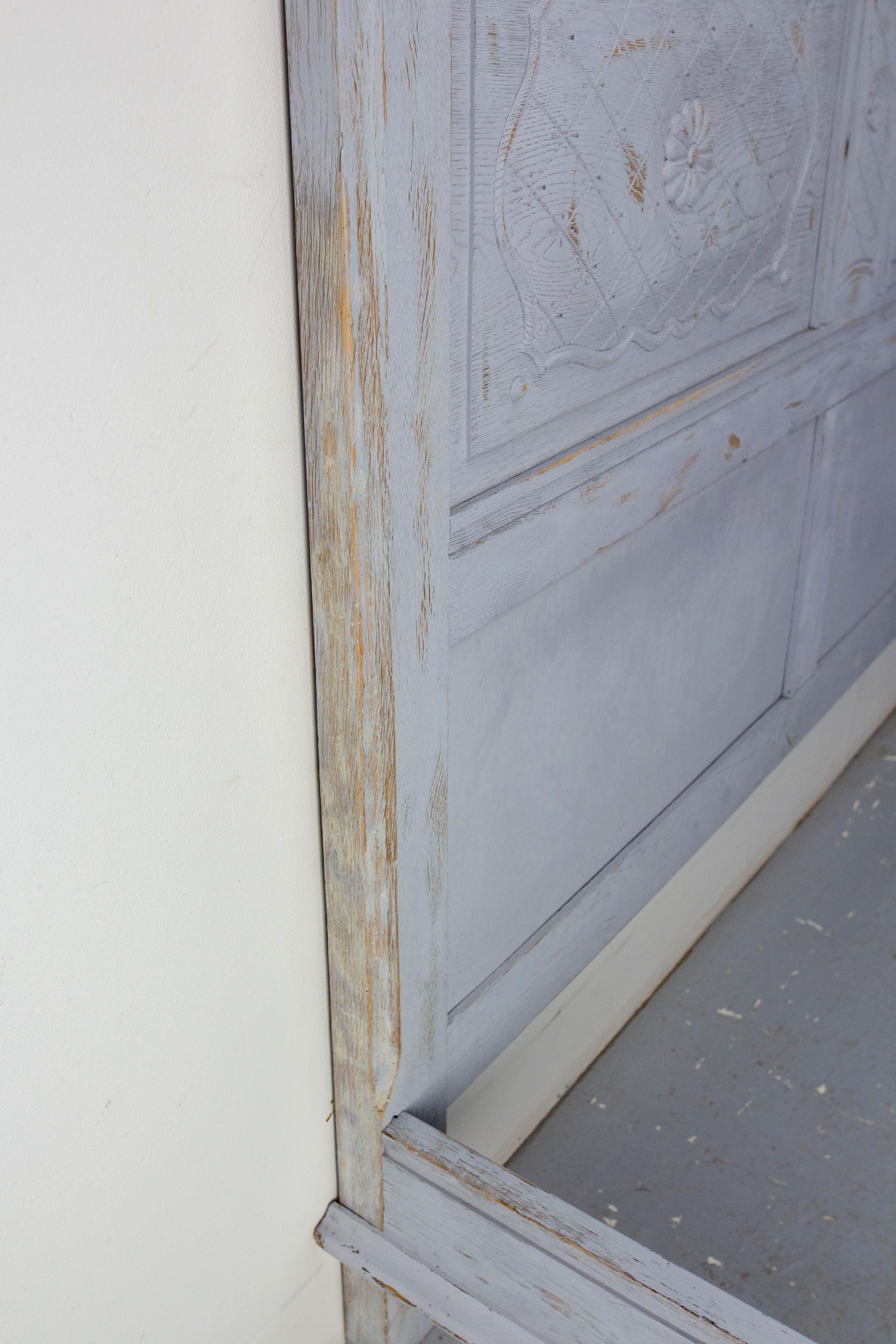 French Patinated Wood Bed Full Size or Double Bed Louis XVI Style, circa 1960 For Sale 3