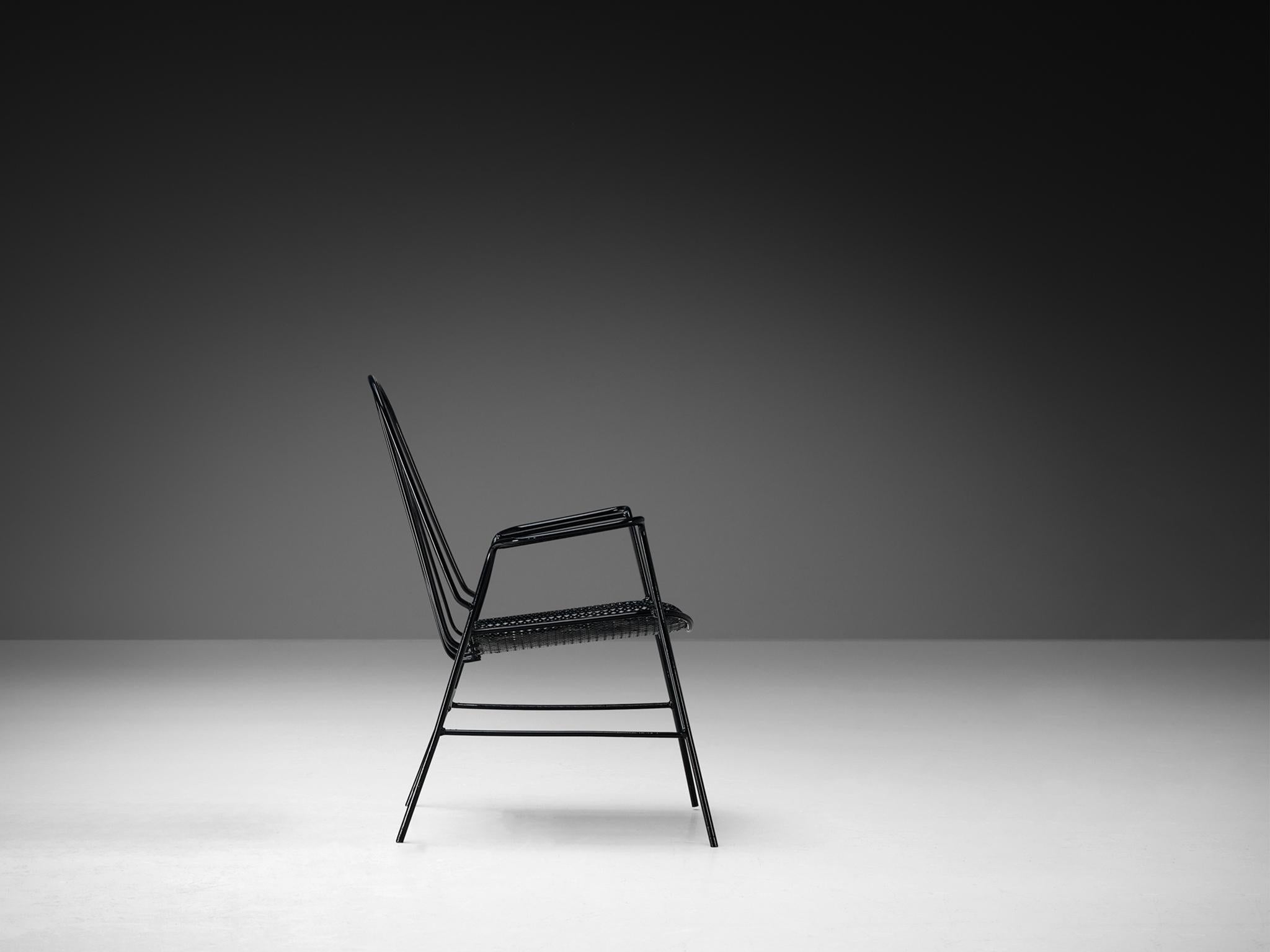 French Patio Chair in Black Lacquered Iron In Good Condition In Waalwijk, NL