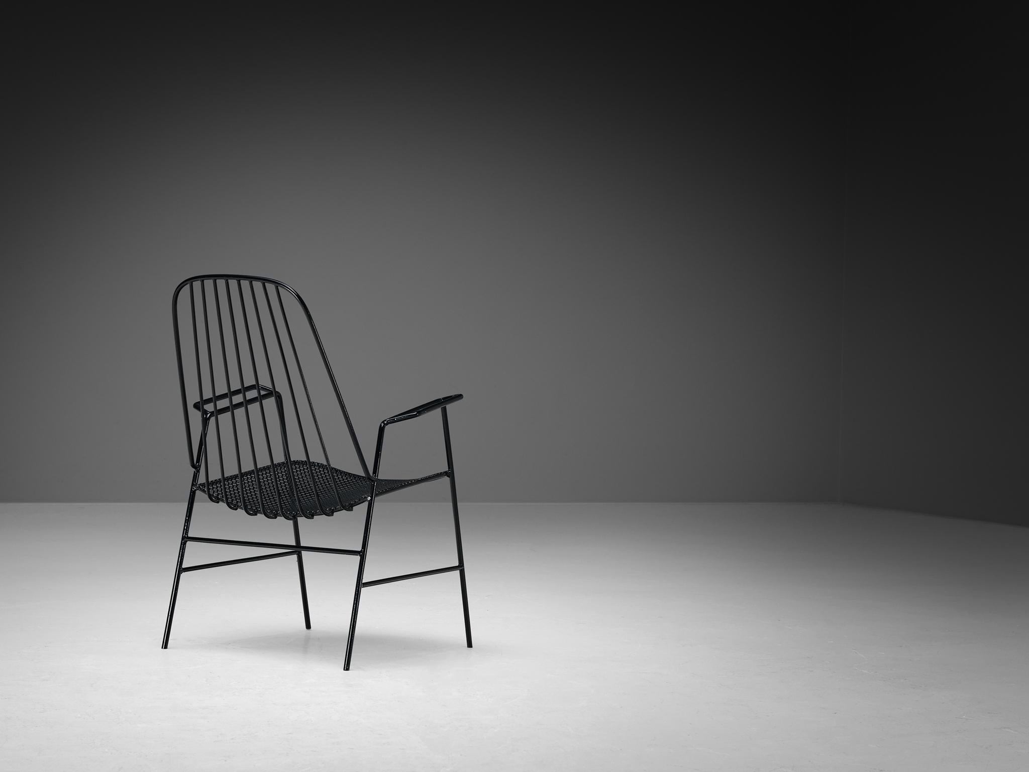 French Patio Chair in Black Lacquered Iron 1