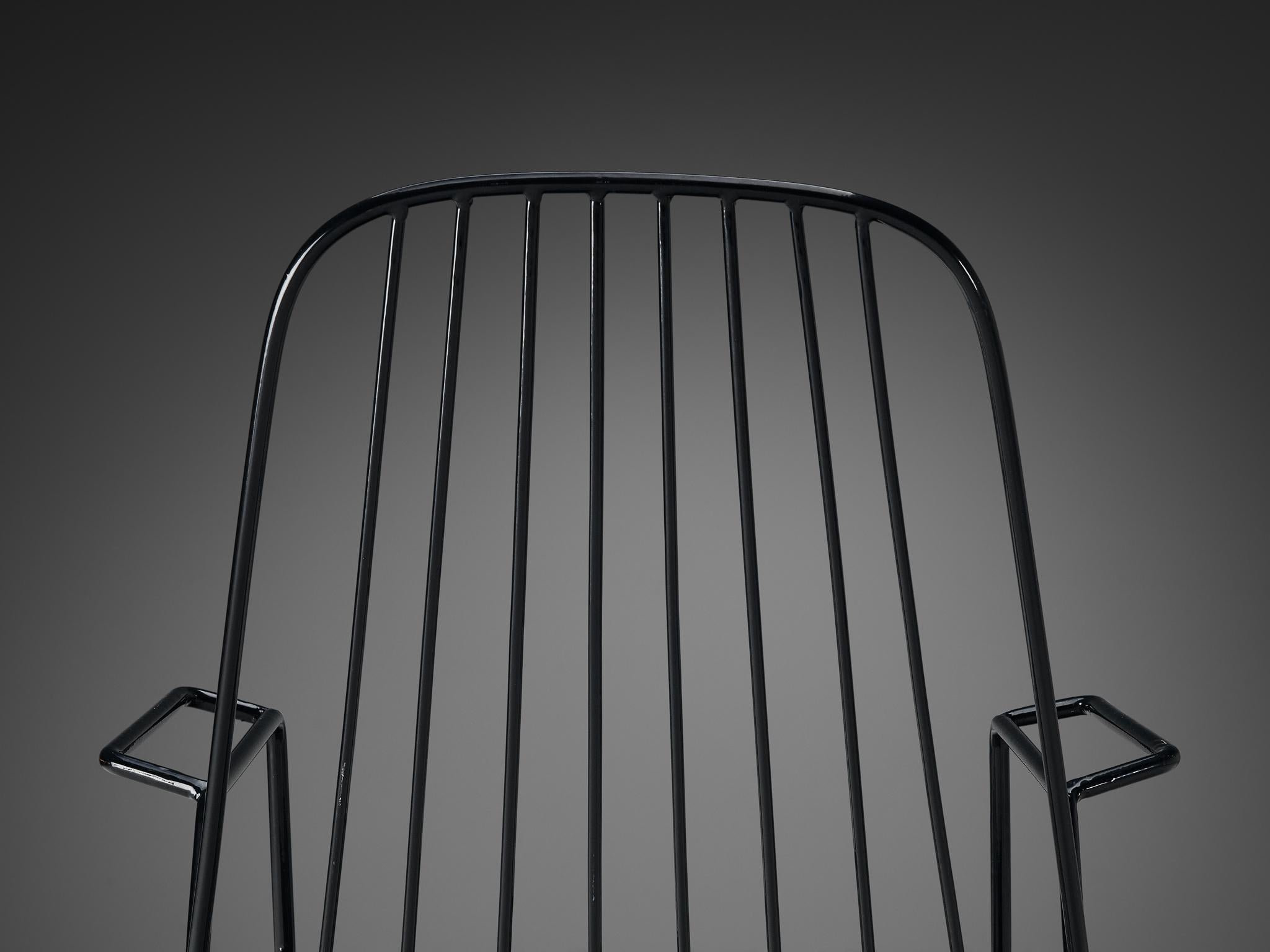 French Patio Chair in Black Lacquered Iron 2