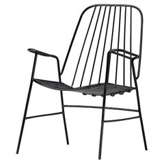 French Patio Chair in Black Lacquered Iron