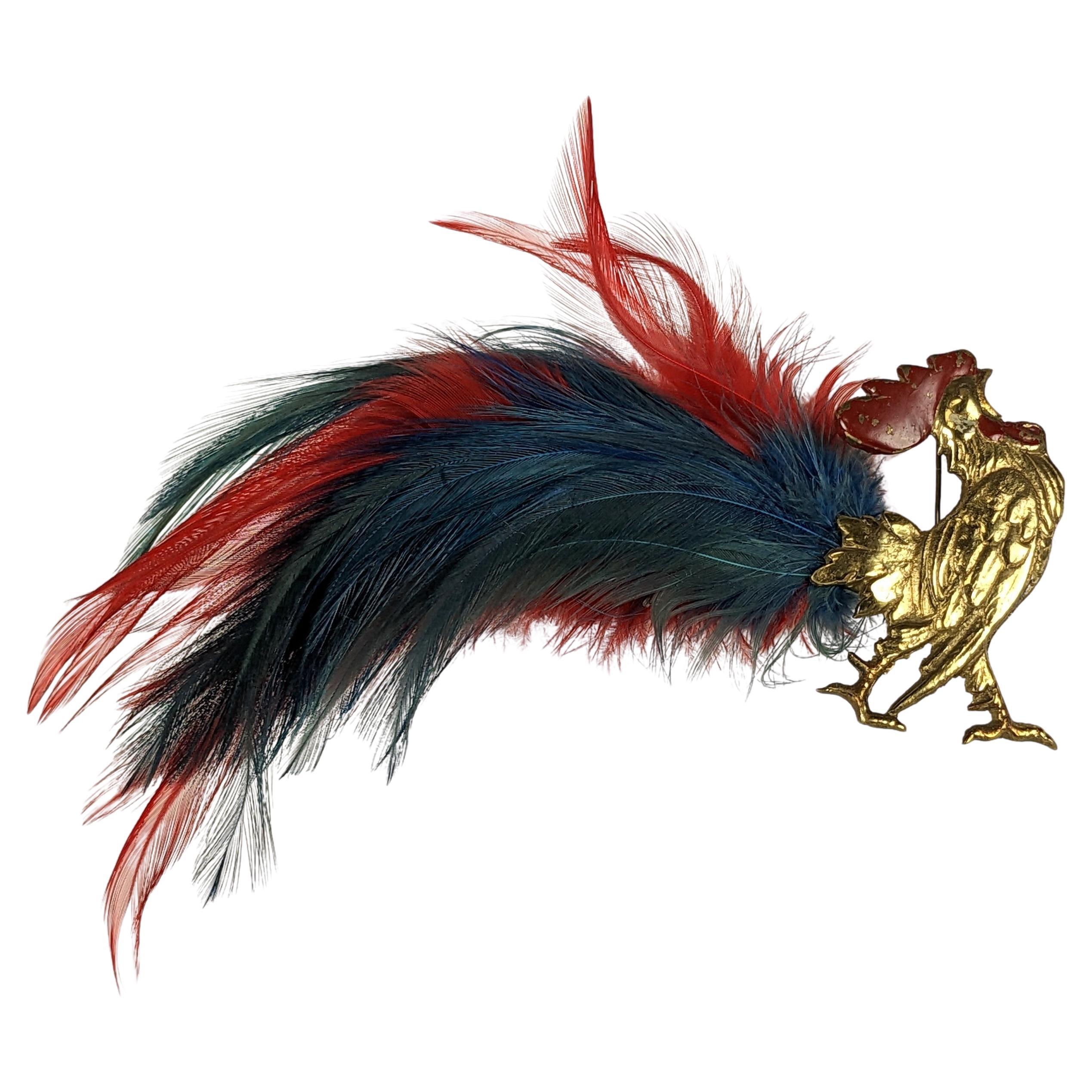 French Patriotic Rooster Brooch For Sale