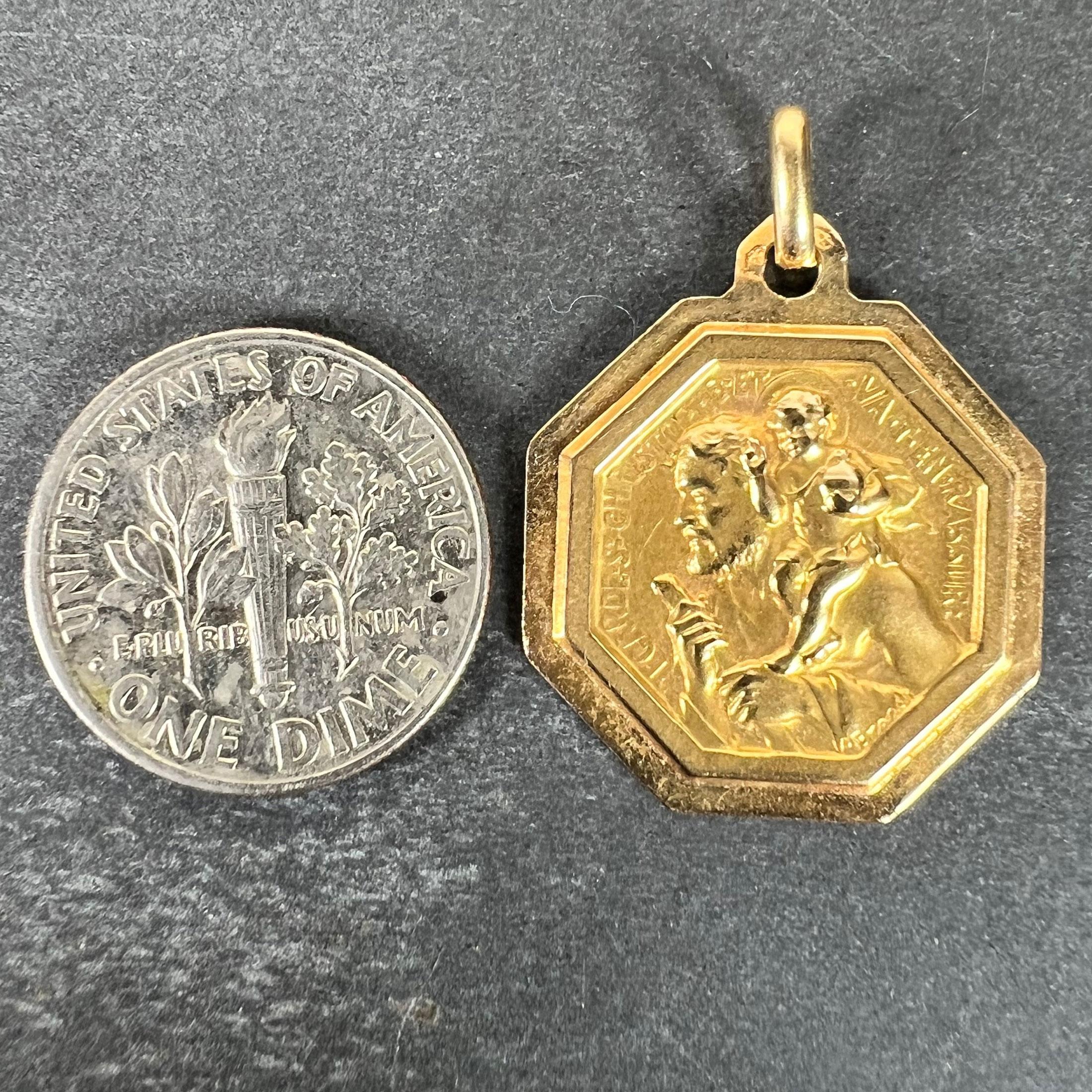 Paul Brandt St Christopher, médaille française pendentif breloque en or jaune 18 carats en vente 6