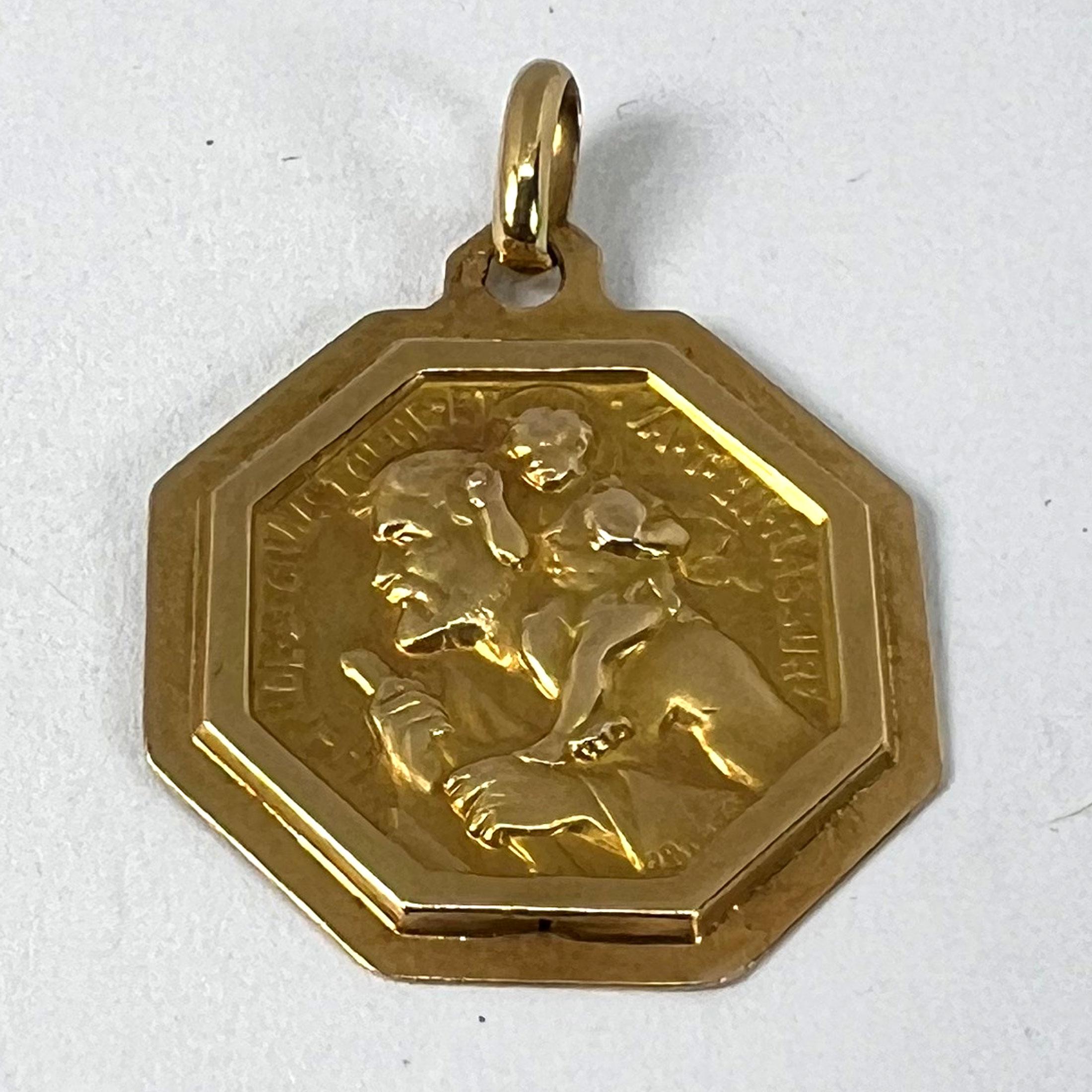 Paul Brandt St Christopher, médaille française pendentif breloque en or jaune 18 carats en vente 8
