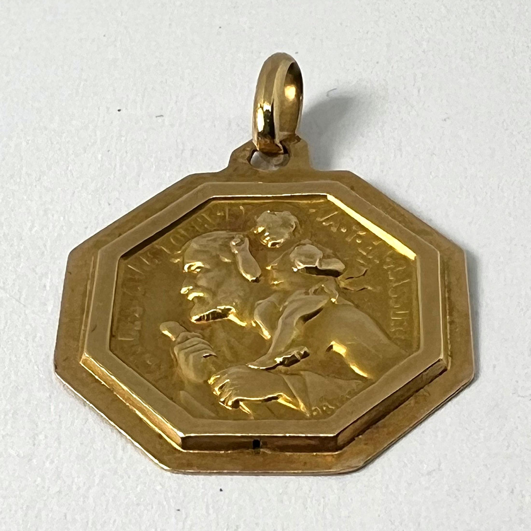 Paul Brandt St Christopher, médaille française pendentif breloque en or jaune 18 carats en vente 9