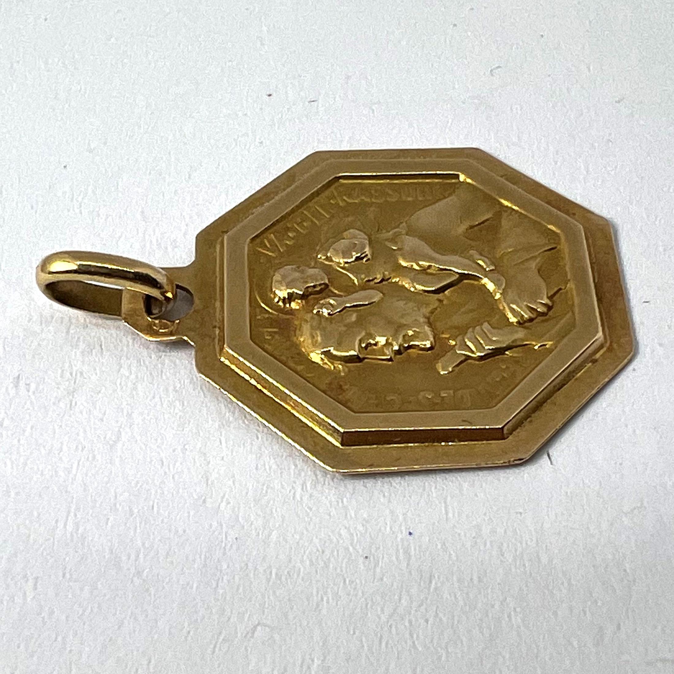 Paul Brandt St Christopher, médaille française pendentif breloque en or jaune 18 carats en vente 10