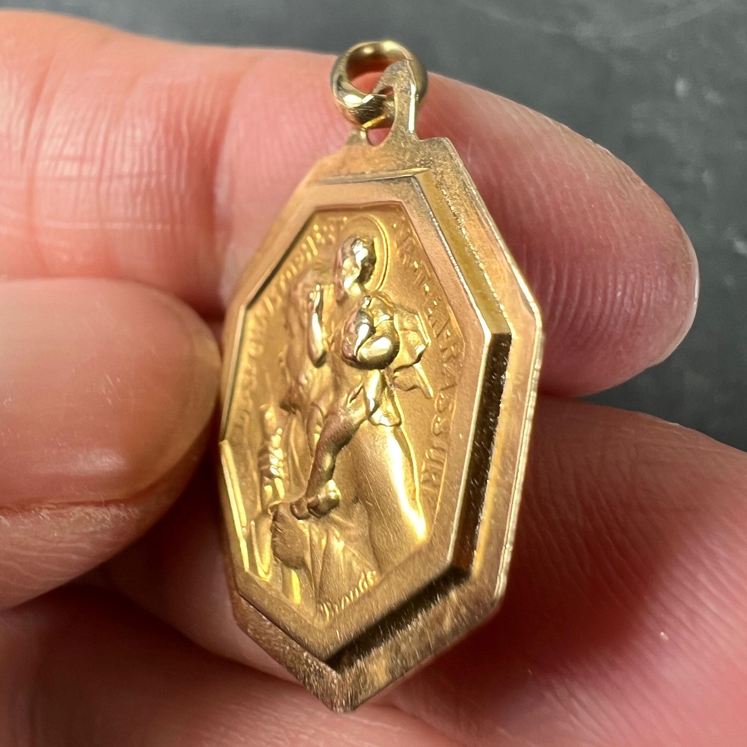 Paul Brandt St Christopher, médaille française pendentif breloque en or jaune 18 carats en vente 3