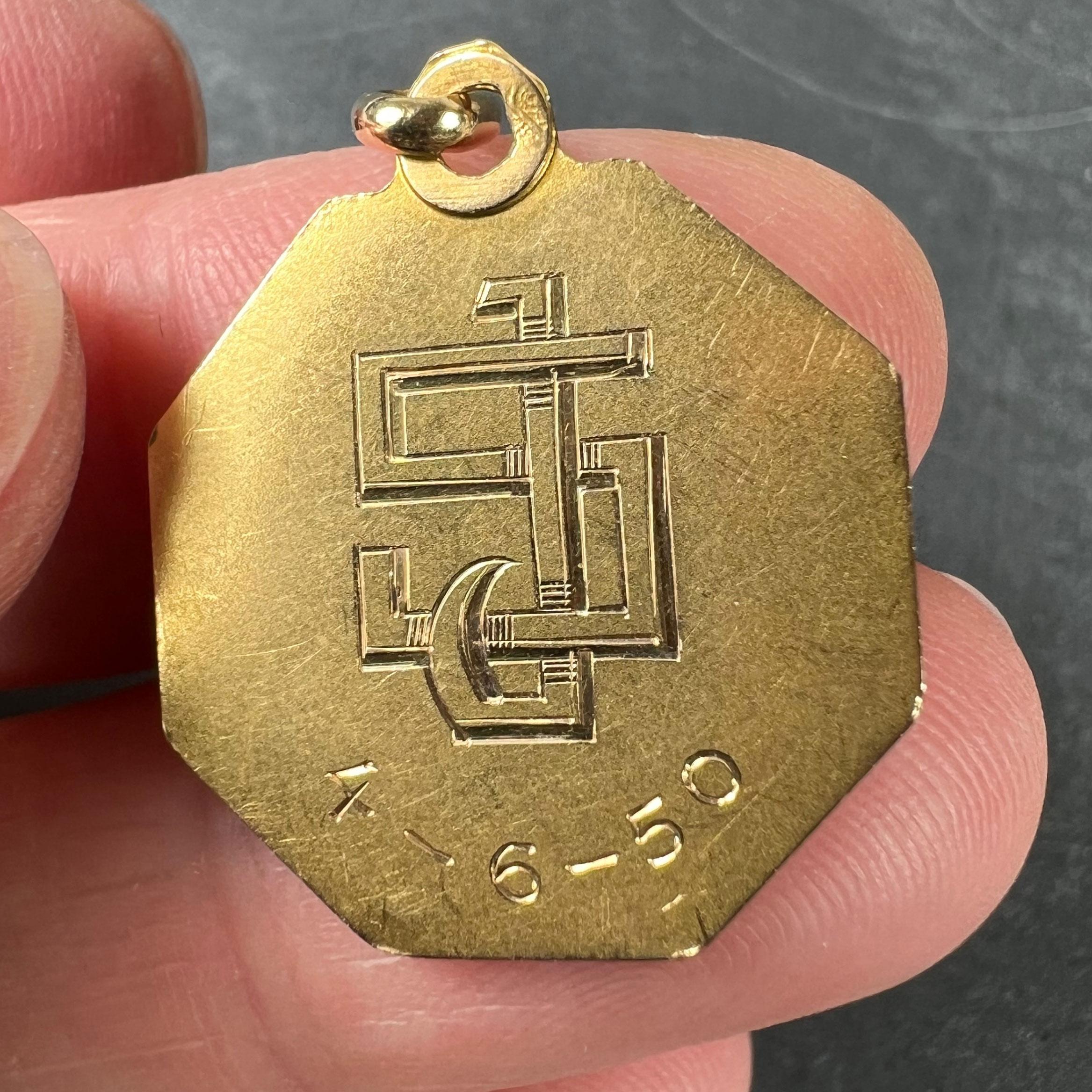 Paul Brandt St Christopher, médaille française pendentif breloque en or jaune 18 carats en vente 4