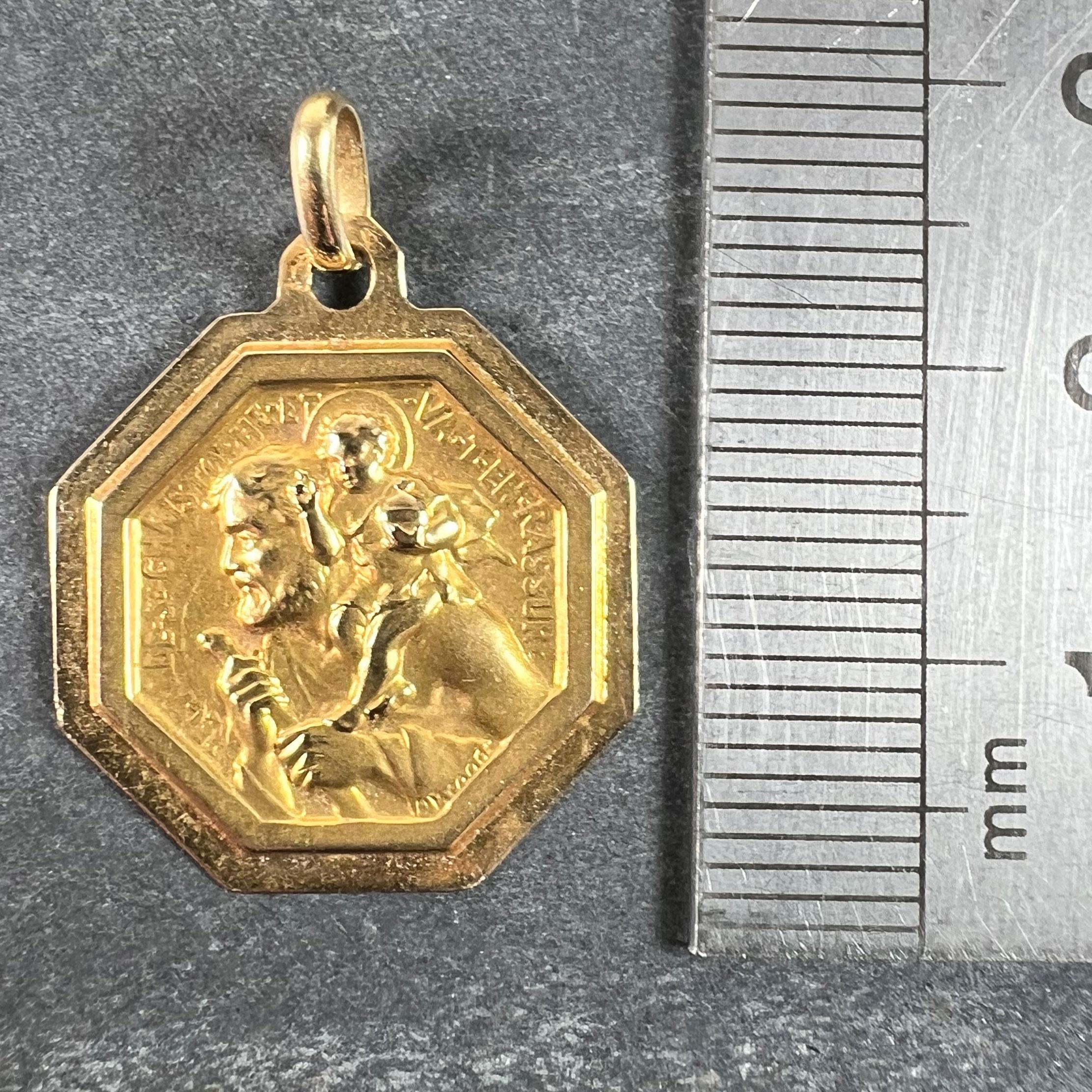 Paul Brandt St Christopher, médaille française pendentif breloque en or jaune 18 carats en vente 5