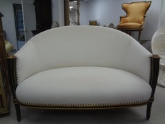 French Paul Follot Attributed Ebonized and Giltwood Loveseat or Sofa