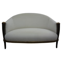 Loveseat oder Sofa aus ebonisiertem und vergoldetem Holz, Paul Follot zugeschrieben